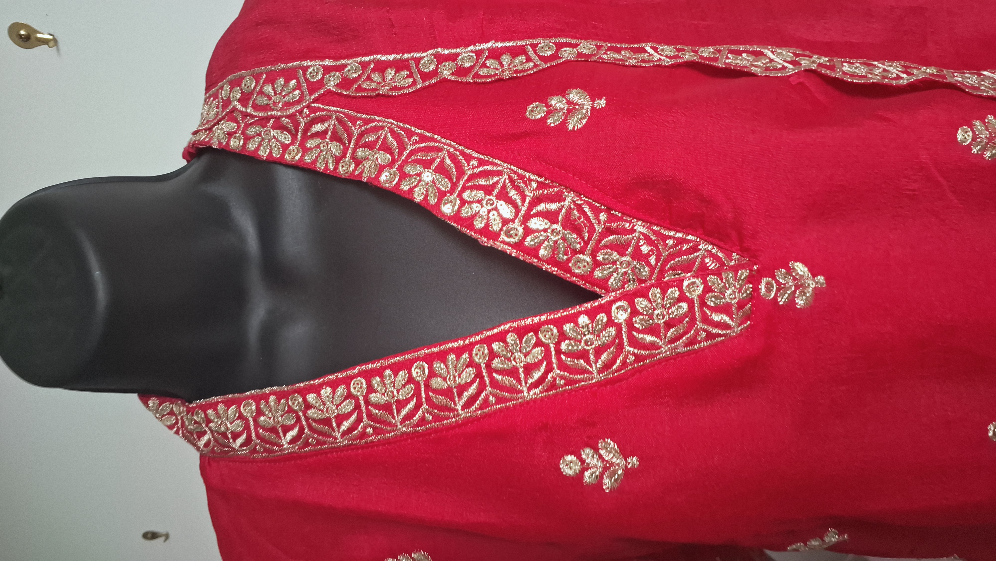 Dark pinkish red Palazzo pant suit, 38, 40, 42 and 44