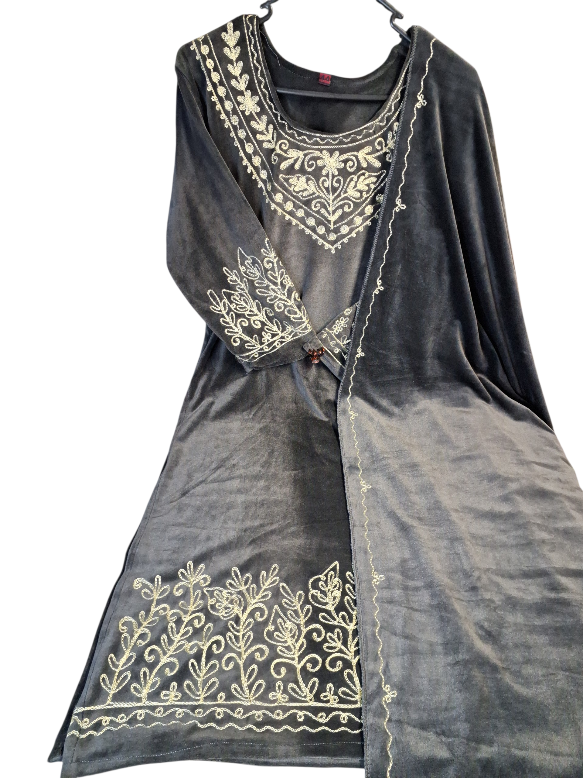 Embroidered Gray Velvet Suit Set size 42-44 