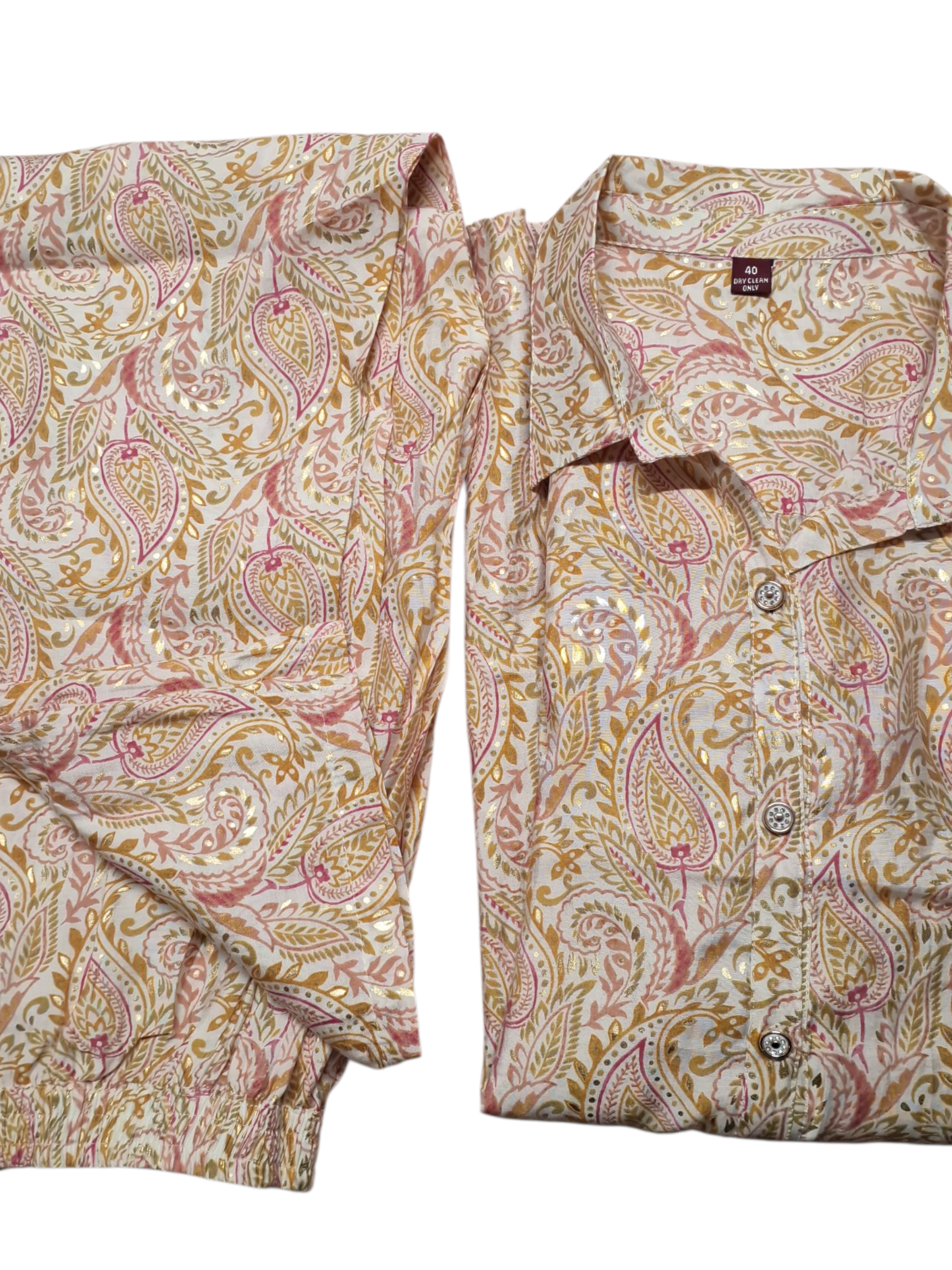 Printed Co-ord set, size 40 
