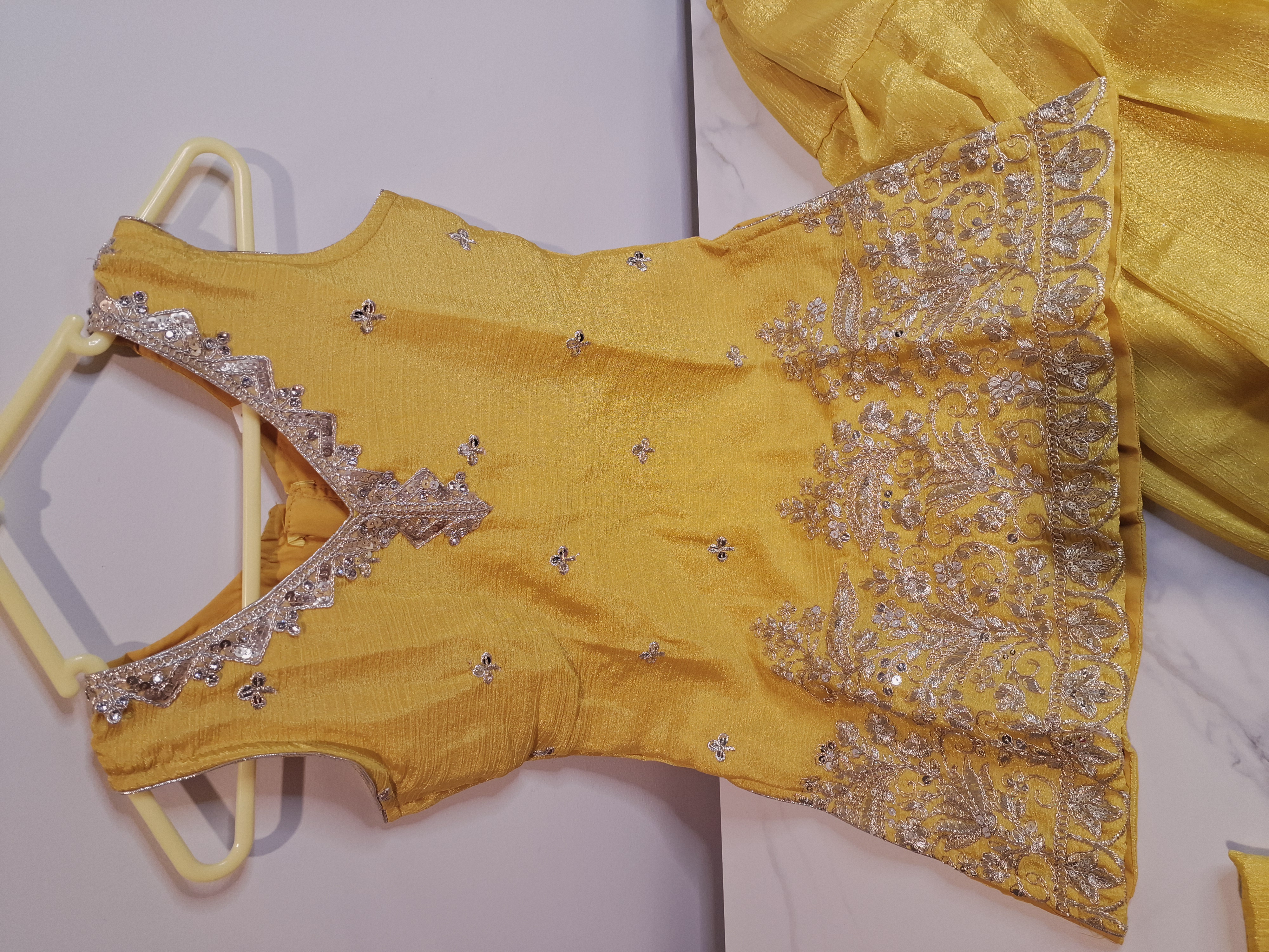 Yellow Color, kids Embroidered Salwar suit, sizes 20, 22, 24, 26, 28, 30, 32, 34 and 36