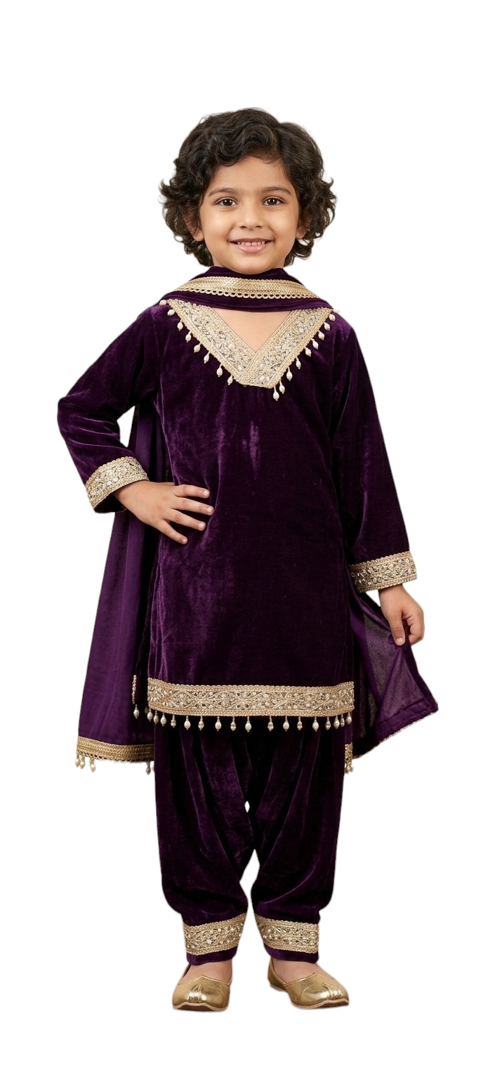 Kids Velvet wine Suit,  size from 2 years to 14 years 