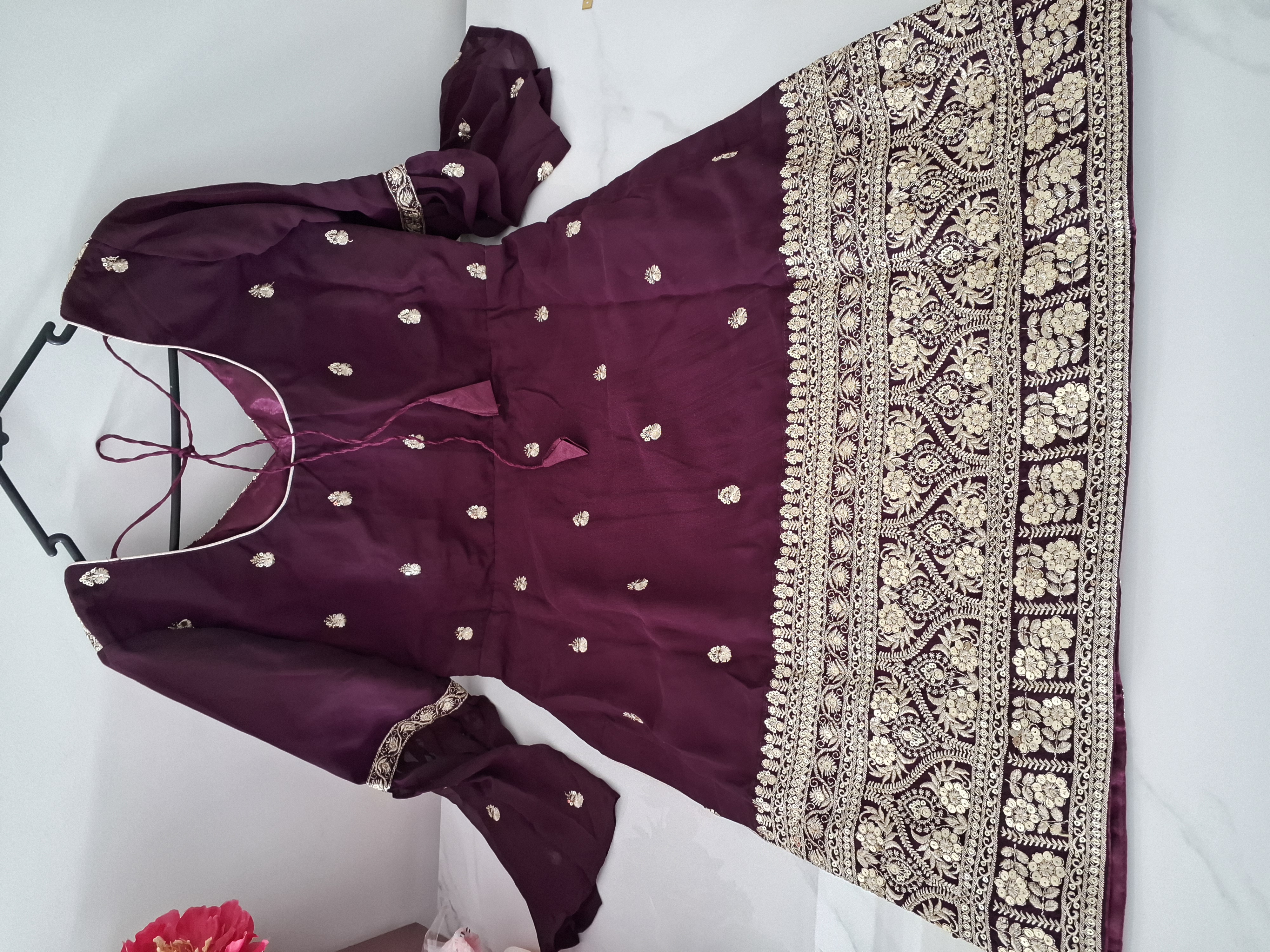 Wine Salwar suit, size 36-38