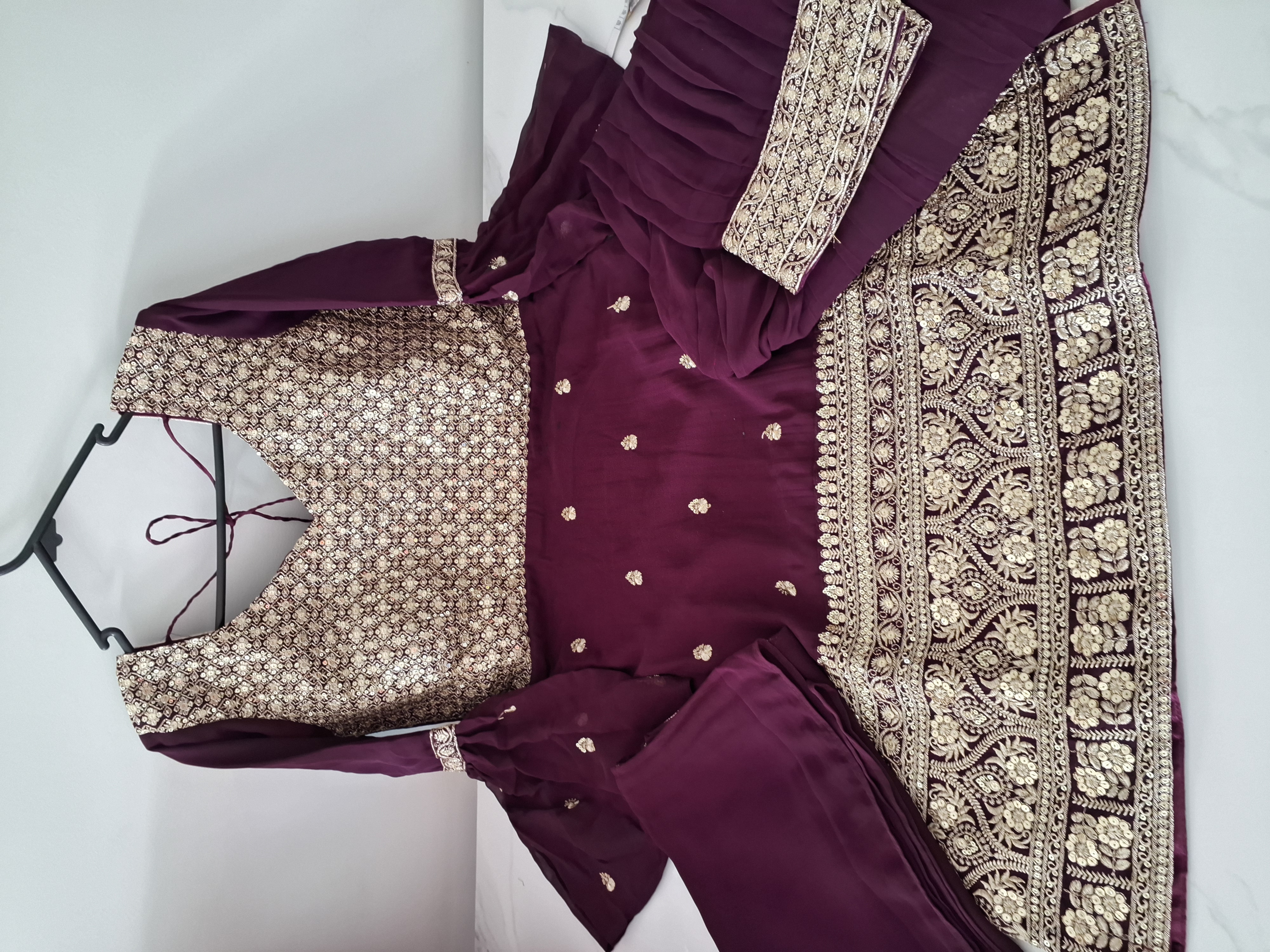 Wine Salwar suit, size 36-38