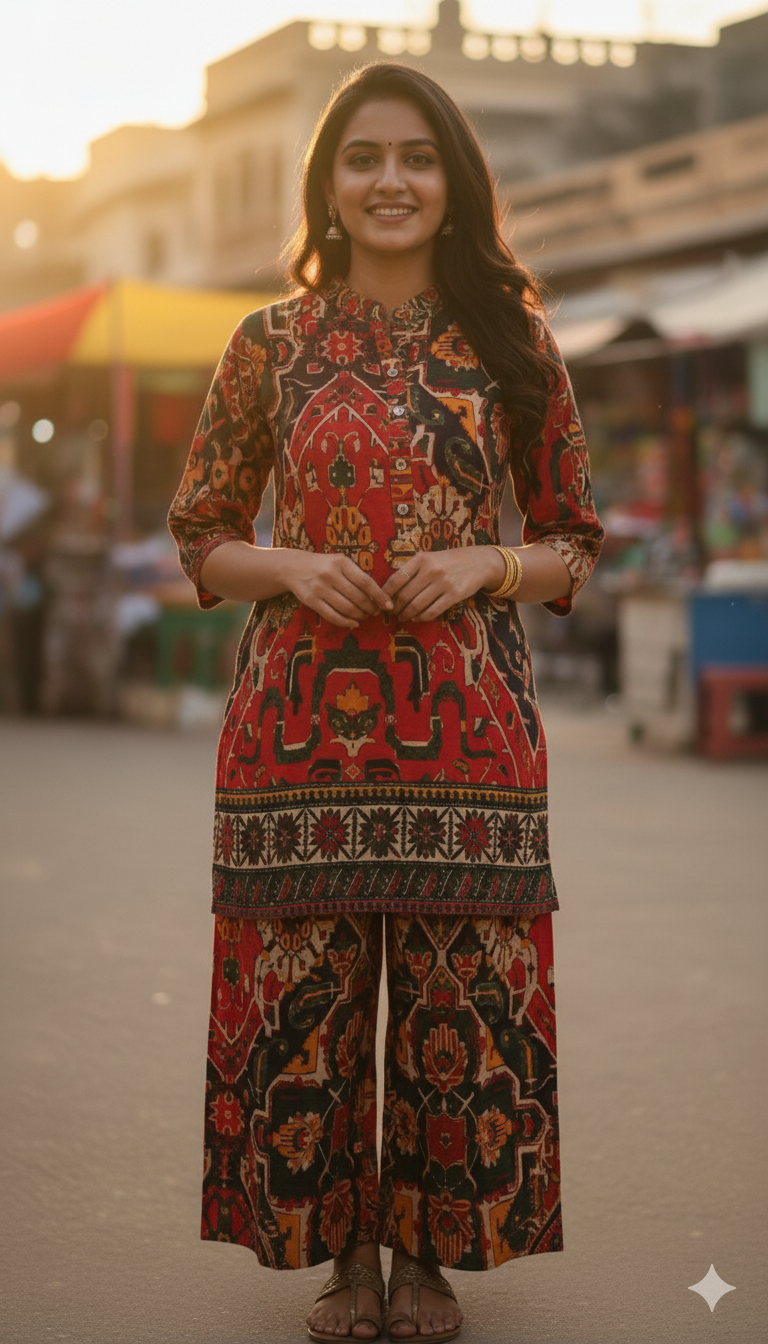 Printed Rayon coord set, size 38 and 40