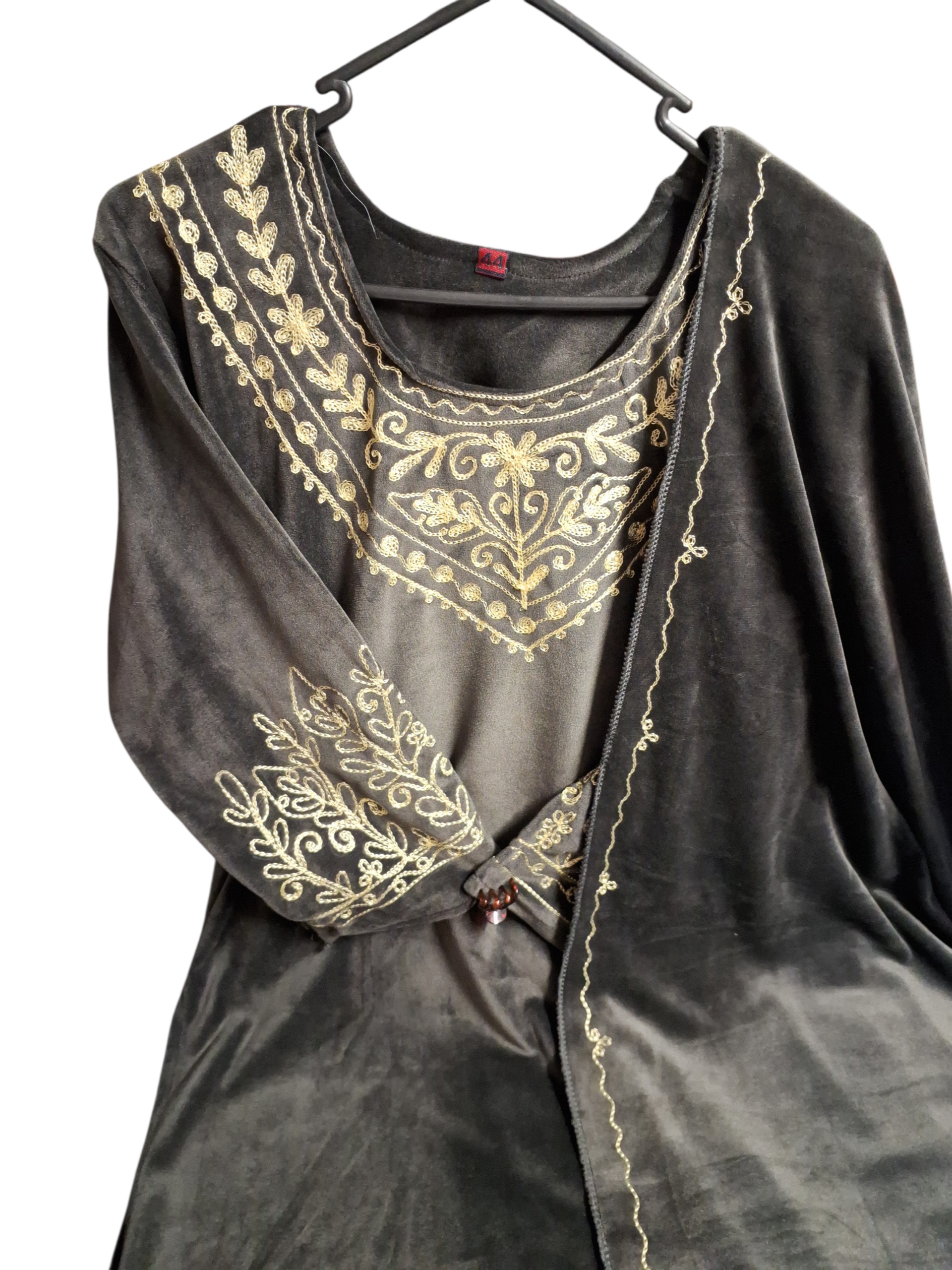 Embroidered Gray Velvet Suit Set size 42-44 