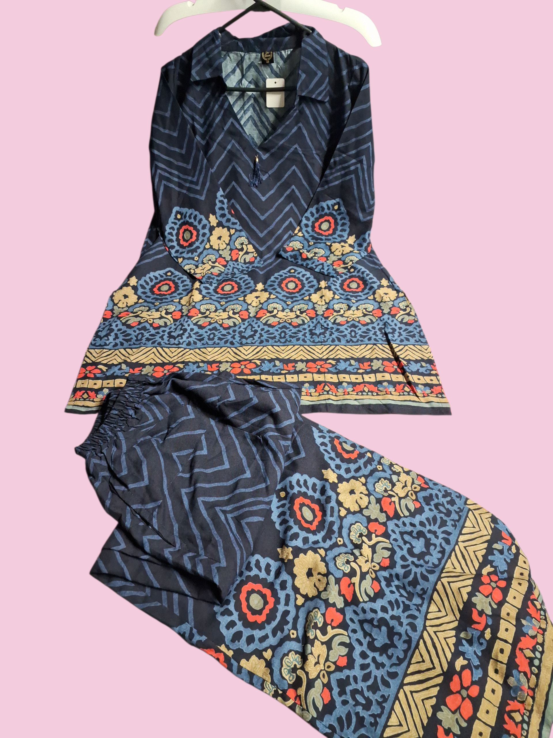 Printed Cotton Two-Piece coord set, size 42