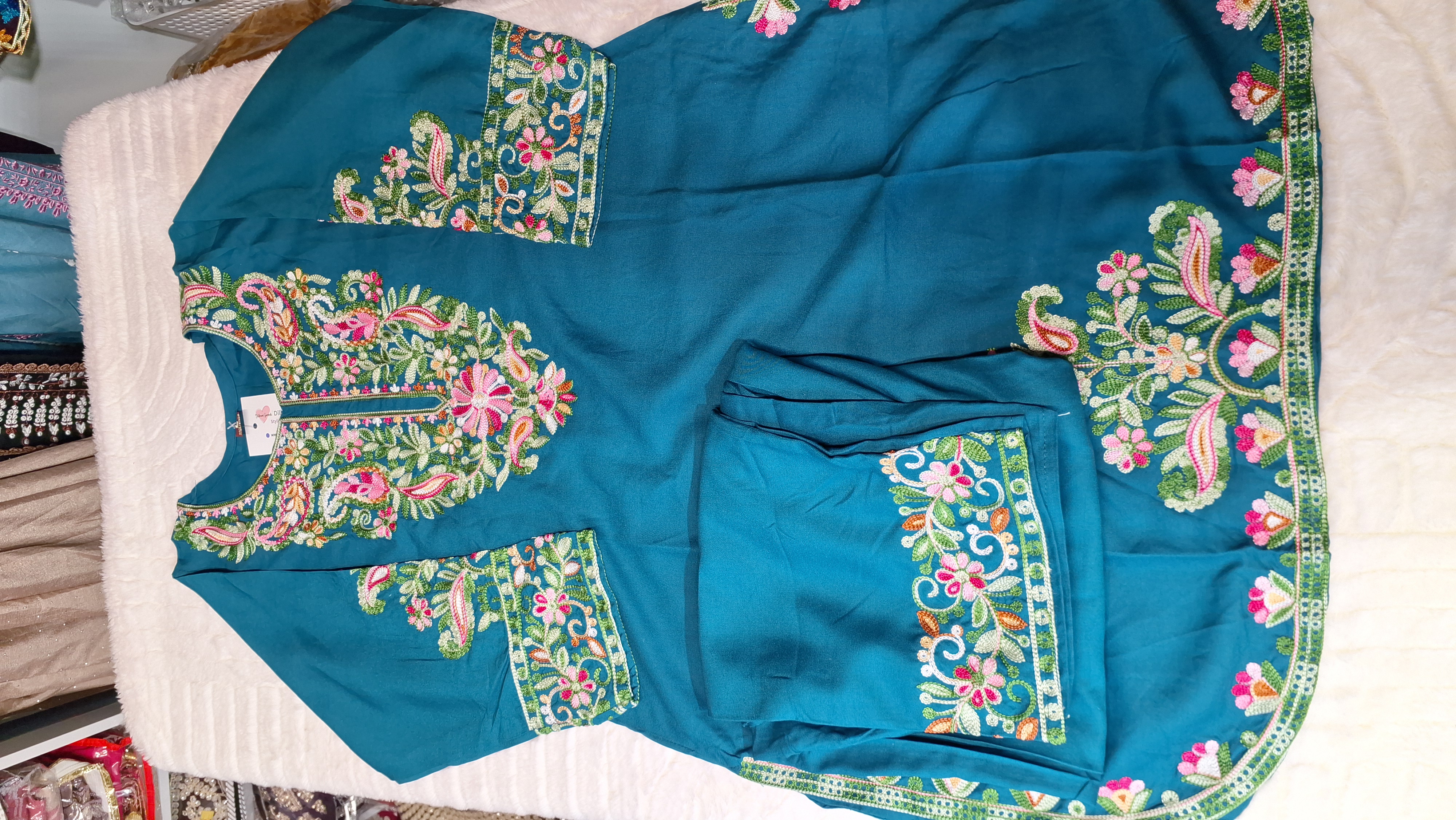 Teal blue kashmiri coord set