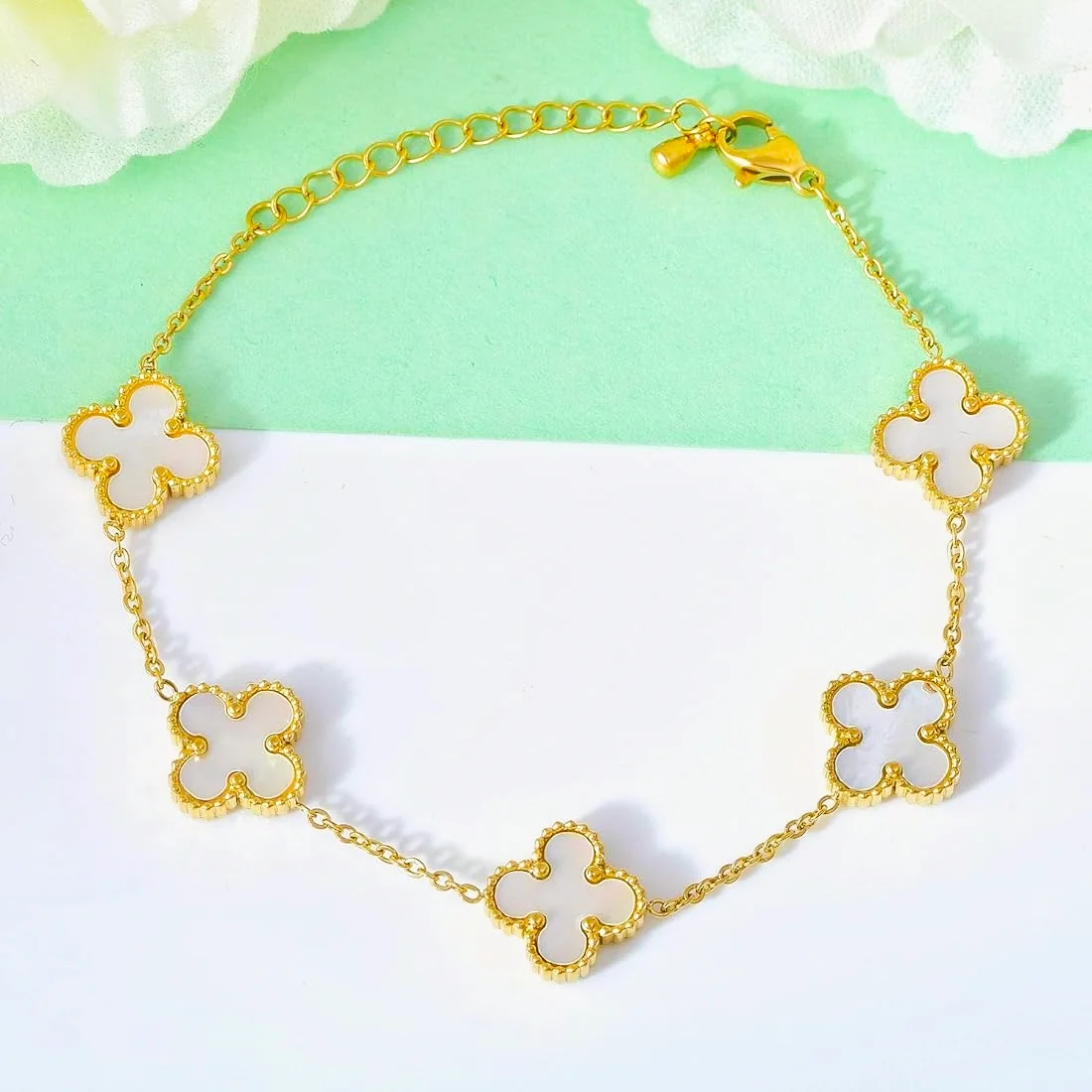 white clover anti tarnish bracelets