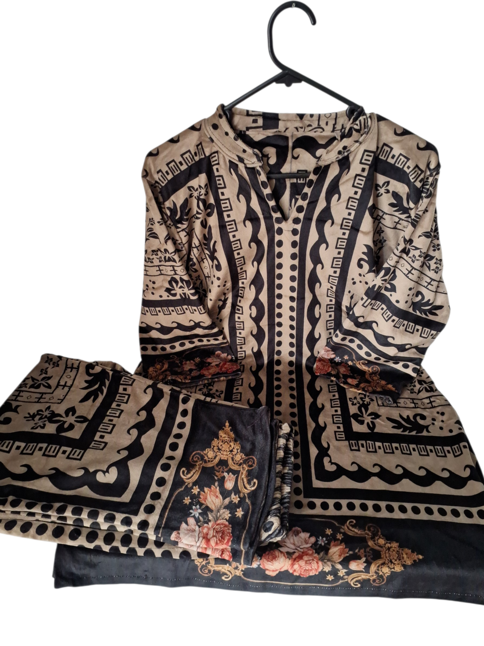 Printed Velvet Co-ord Set – size 42-44 