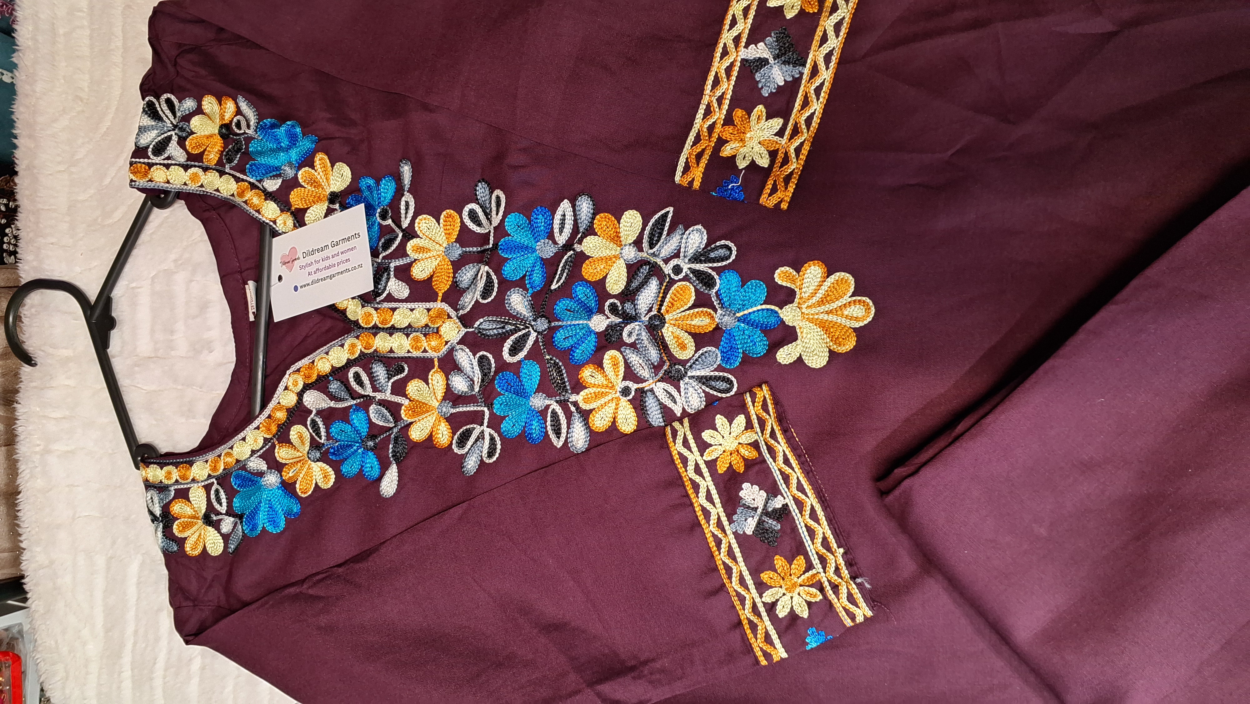 Wine kashmiri coord set