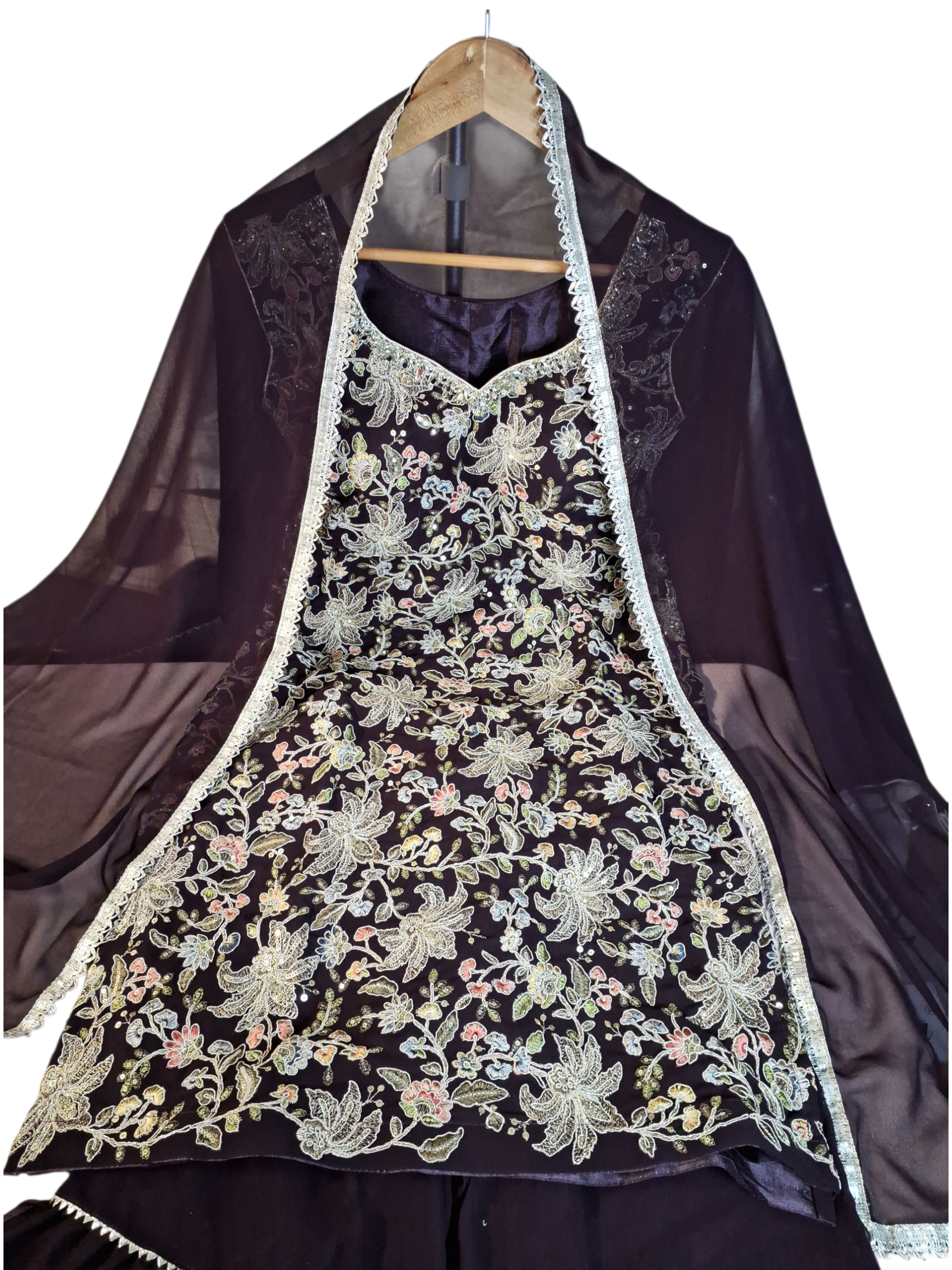 Wine Garara/ Sharara suit, size 36