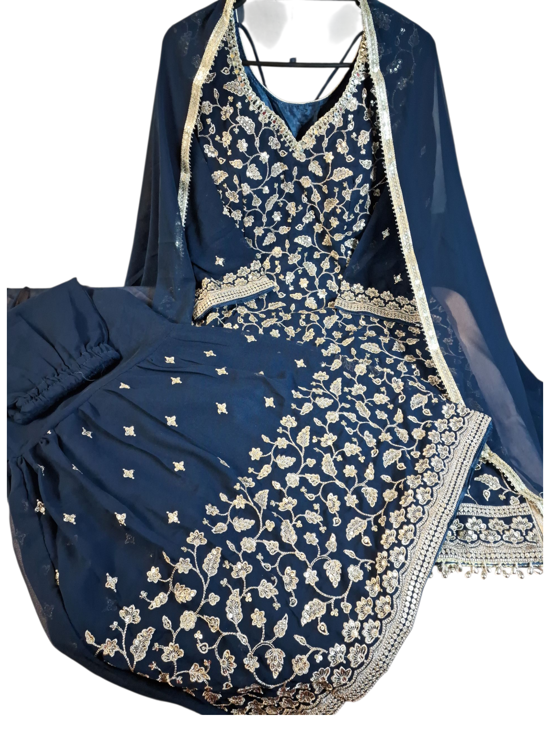 Blue Sharara suit, size 38 