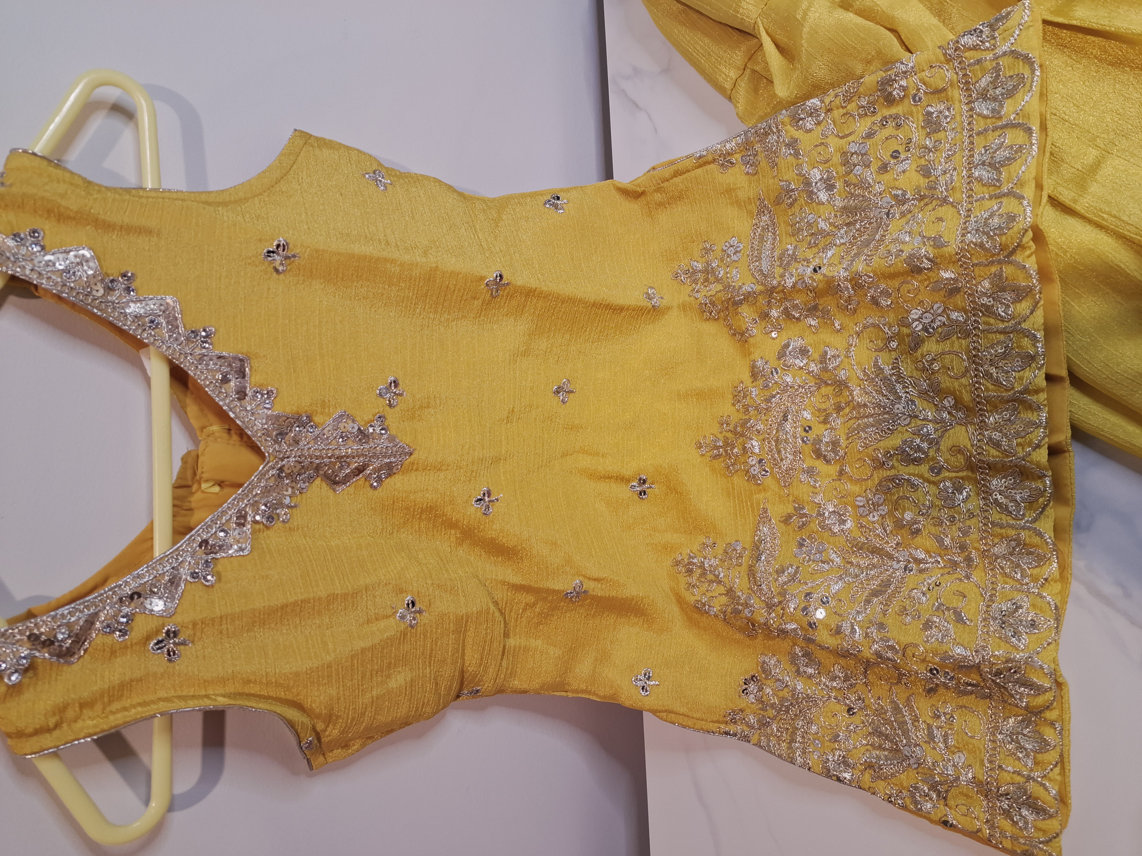 Yellow Color, kids Embroidered Salwar suit, sizes 20, 22, 24, 26, 28, 30, 32, 34 and 36