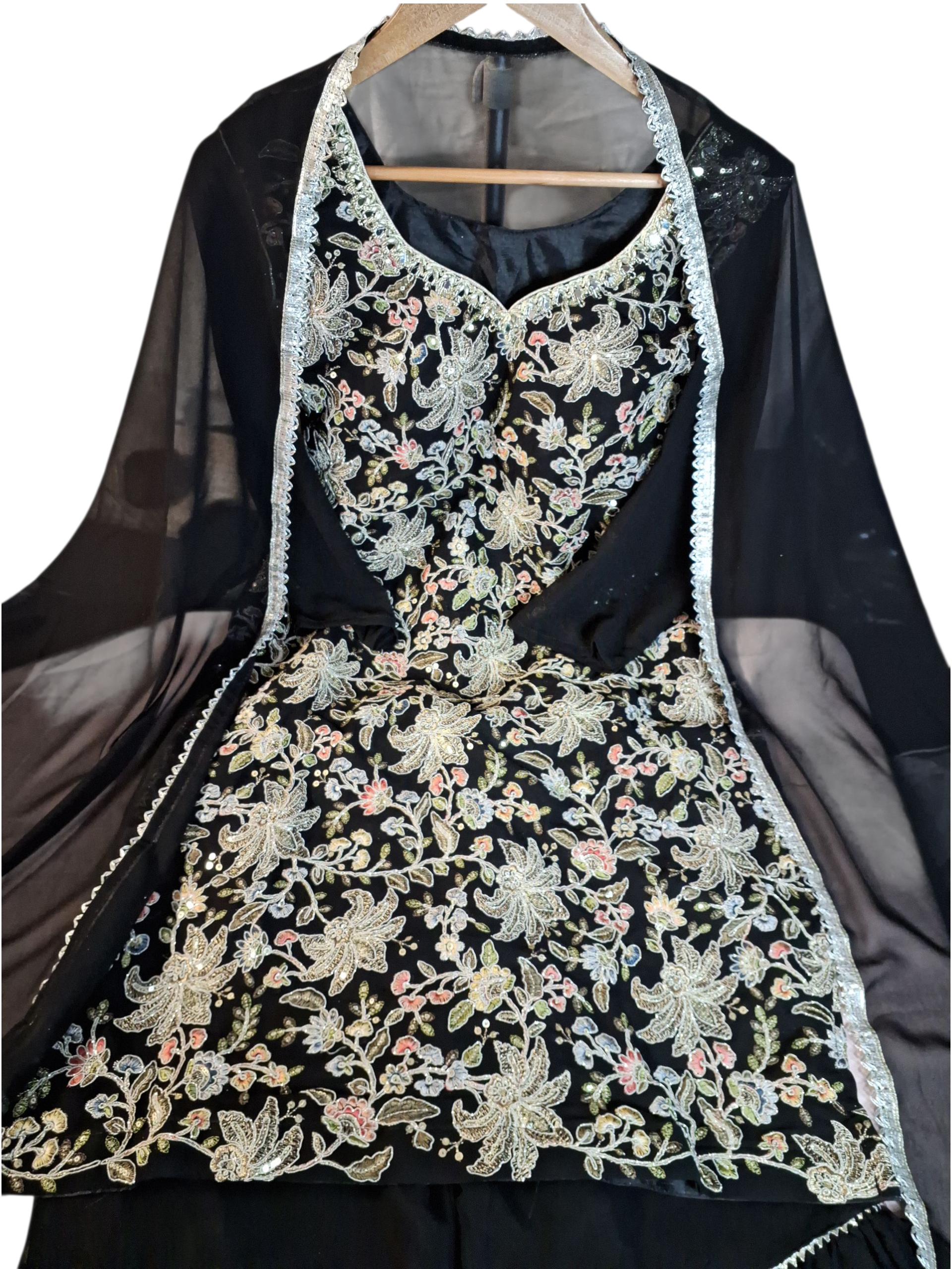 Black Garara/ Sharara suit, size 36