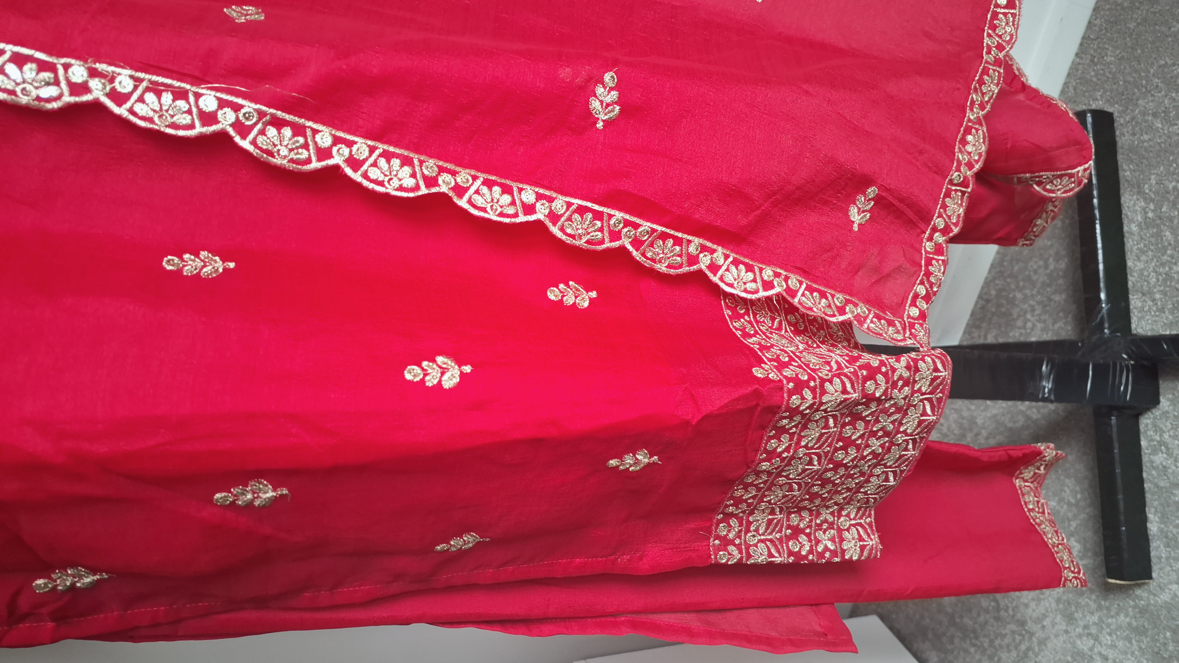 Dark pinkish red Palazzo pant suit, 38, 40, 42 and 44