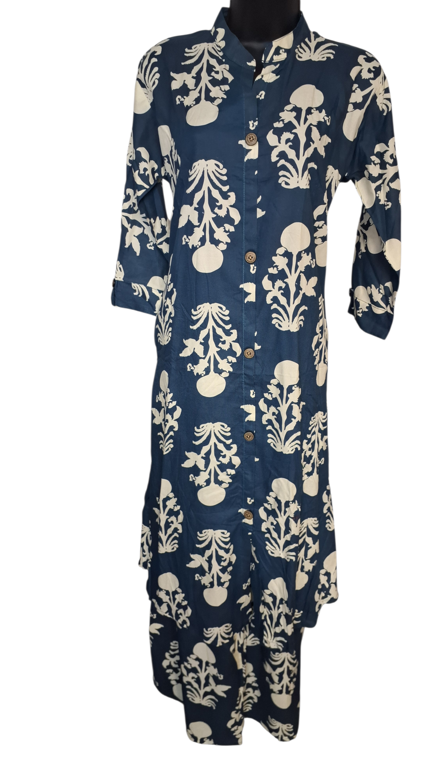 Blue Floral Print Kurta Set, size 40