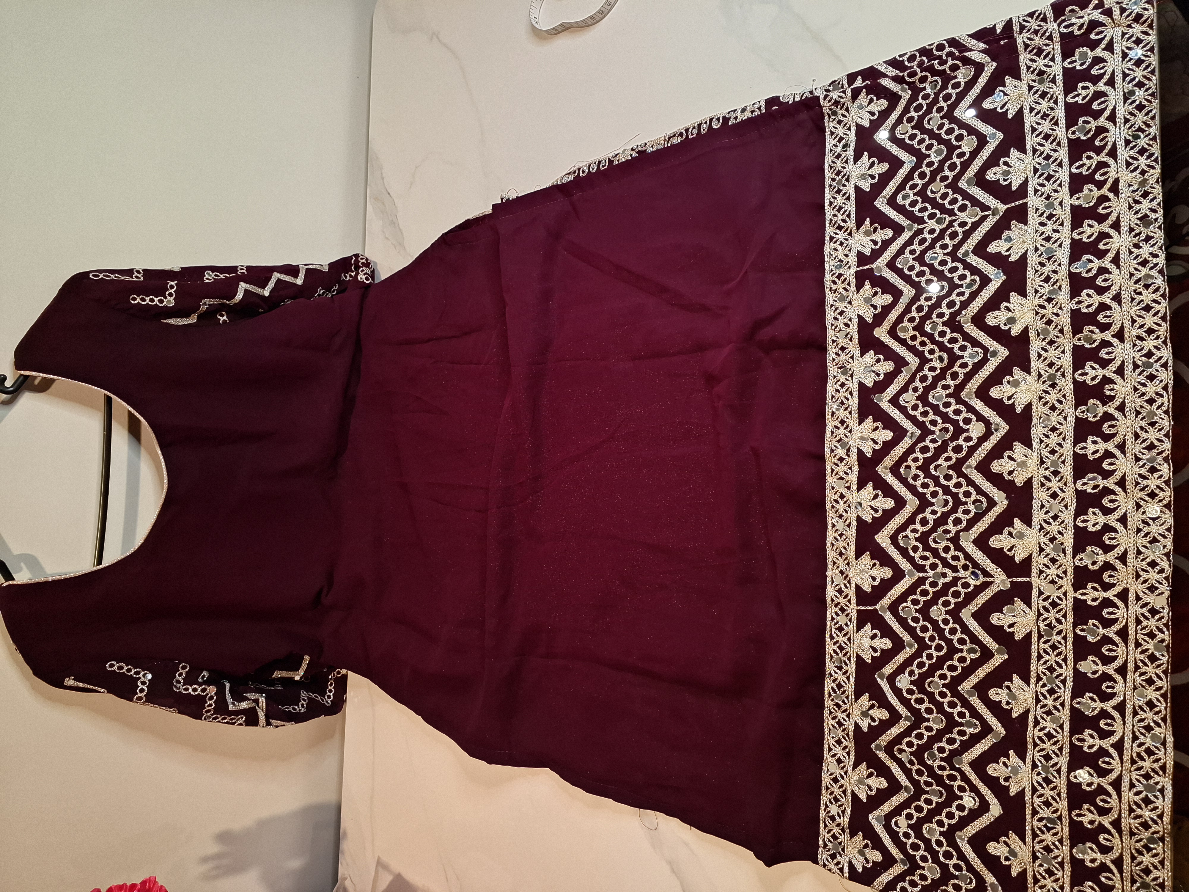 Wine Pakistani style palazzo pant suit, size 40