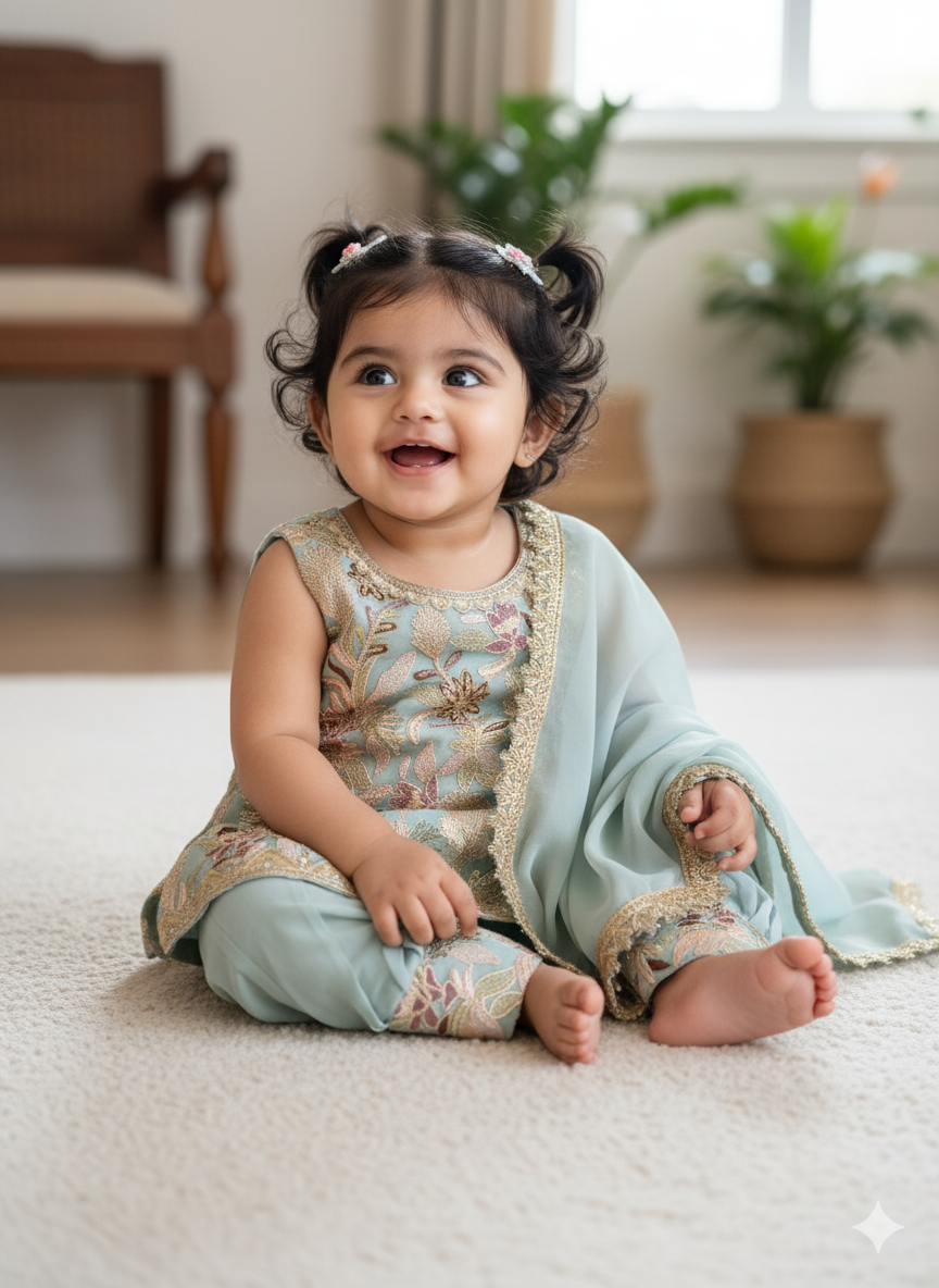 Traditional Embroidered Baby's salwar suit, size 14, 16 and 18