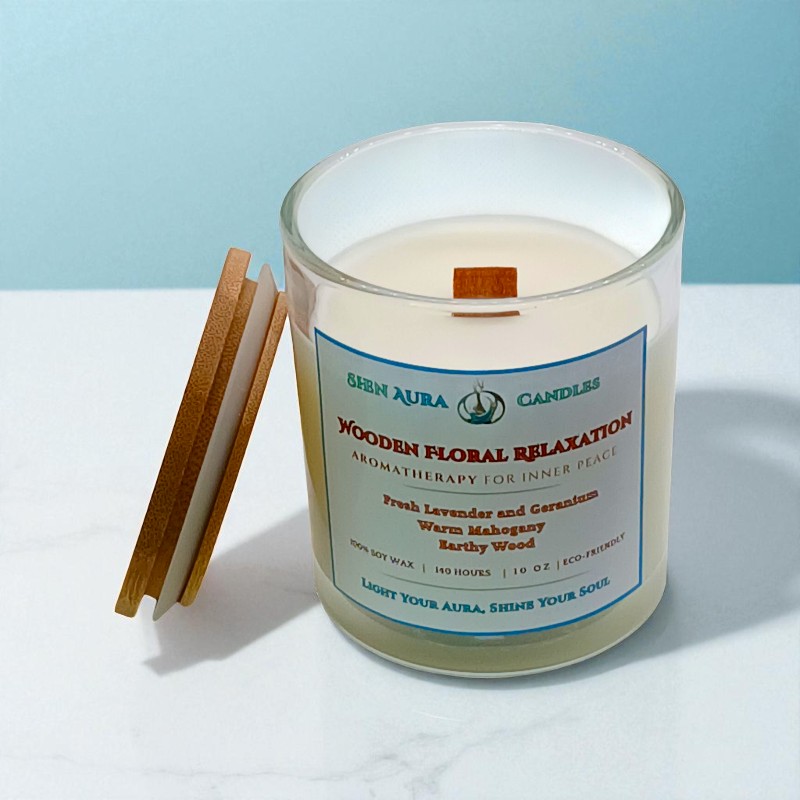 Wooden Floral Relaxation Candle