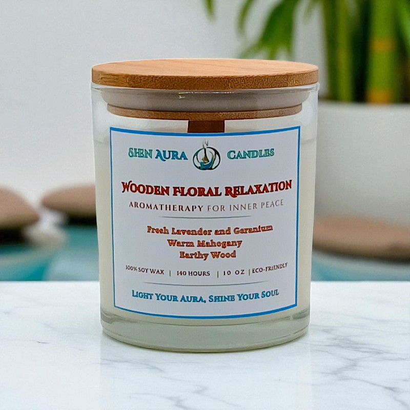 Wooden Floral Relaxation Candle