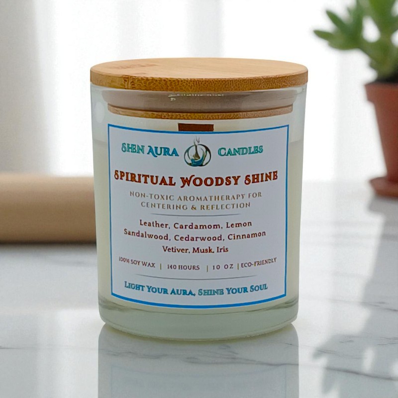 Shen Aura Spiritual Woodsy Shine Candle