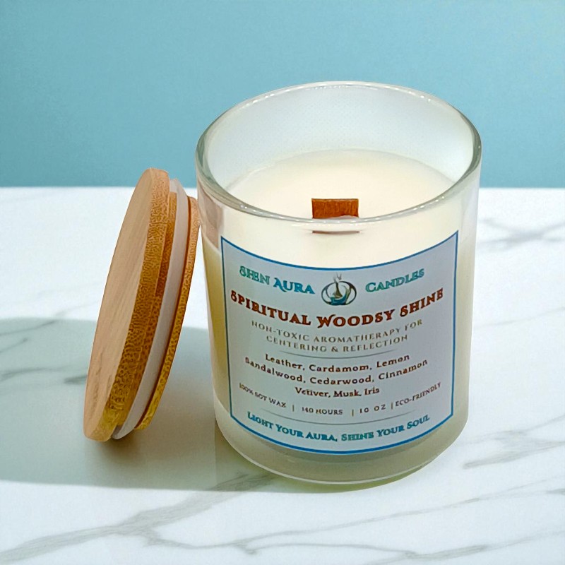 Shen Aura Spiritual Woodsy Shine Candle