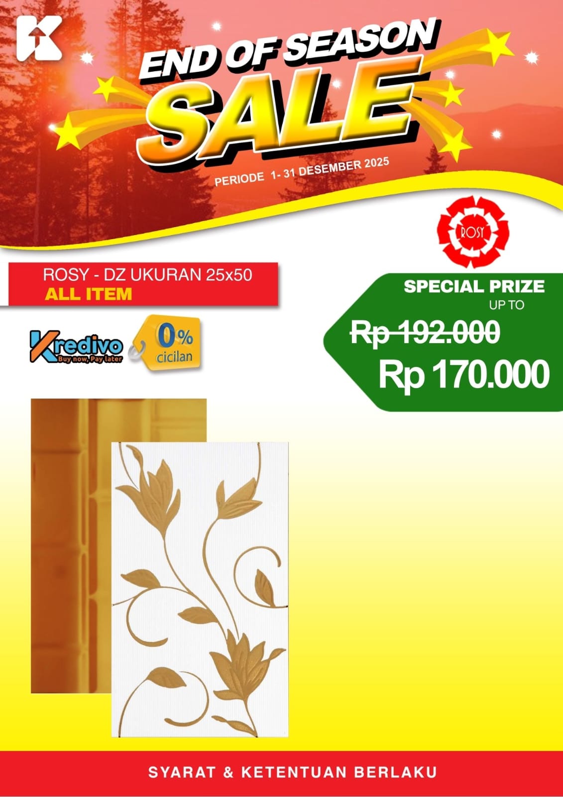 Keramik Rosy DZ Ukuran 25x50