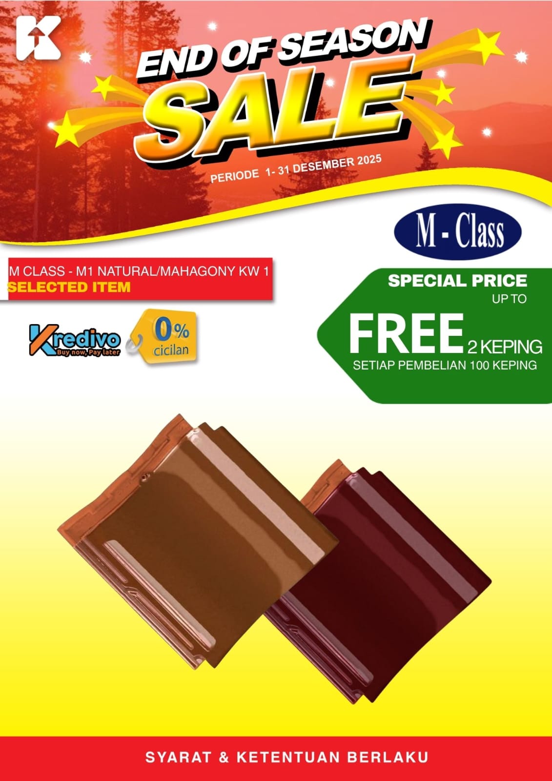 Genteng M Class Natural/Mahagony KW 1