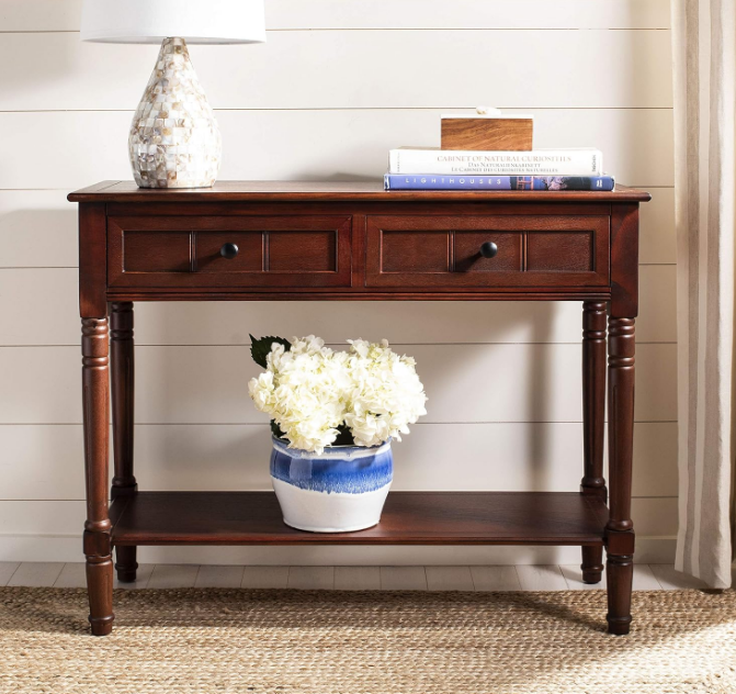 American Homes Collection Samantha Dark Cherry 2-Drawer Console Table