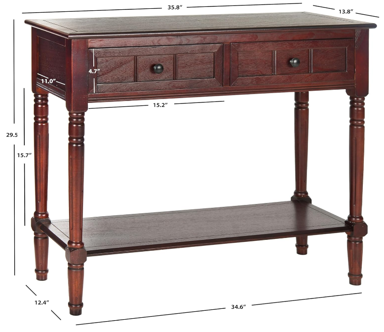 American Homes Collection Samantha Dark Cherry 2-Drawer Console Table