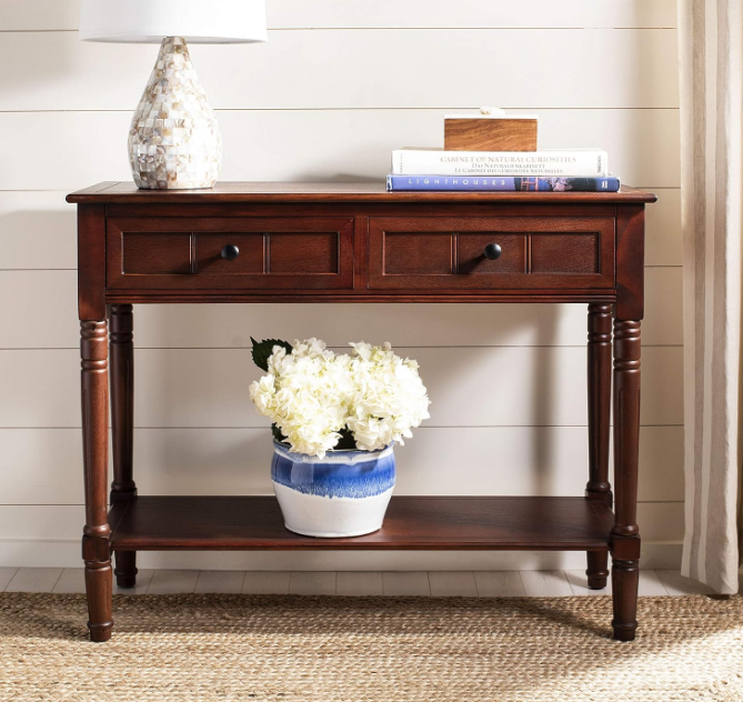American Homes Collection Samantha Dark Cherry 2-Drawer Console Table