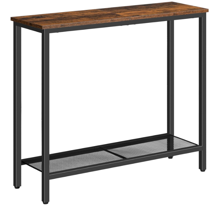 29.5" Narrow Console Table, Small Entryway Table with Shelf, 2 Tier Thin Sofa Table, Side Table, Display Table, for Hallway, Living Room, Bedroom, Rustic Brown and Black
