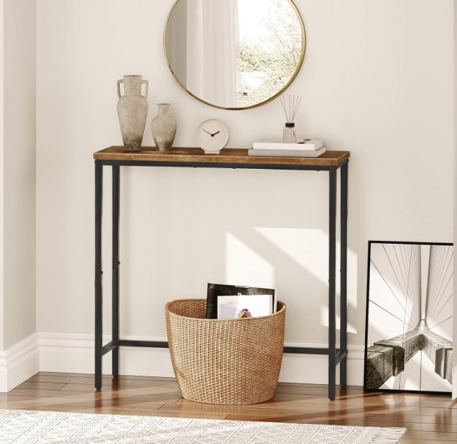 Narrow Console Table, 29.5" Small Entryway Table, Thin Sofa Table, Side Table, Display Table, for Hallway, Bedroom, Living Room, Foyer, Rustic Brown and Black