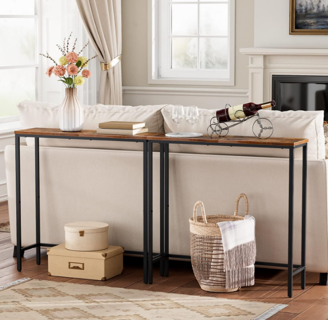 Narrow Console Table, 29.5" Small Entryway Table, Thin Sofa Table, Side Table, Display Table, for Hallway, Bedroom, Living Room, Foyer, Rustic Brown and Black