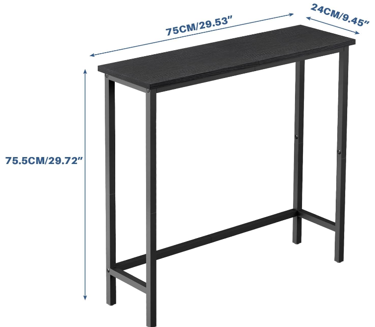 Narrow Hallway Table, 29.5" Small Console Table, Slim Entryway Table, Sofa Table, for Hallway, Bedroom, Living Room, Foyer, Black