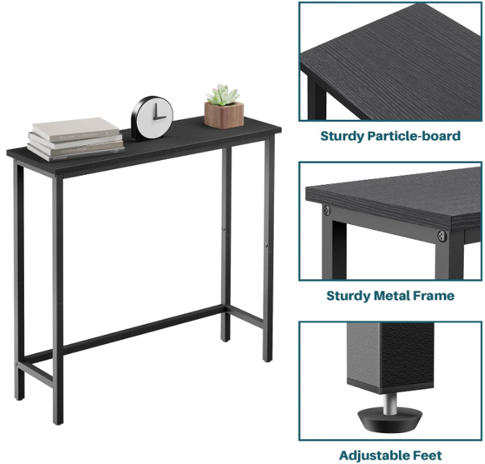 Narrow Hallway Table, 29.5" Small Console Table, Slim Entryway Table, Sofa Table, for Hallway, Bedroom, Living Room, Foyer, Black