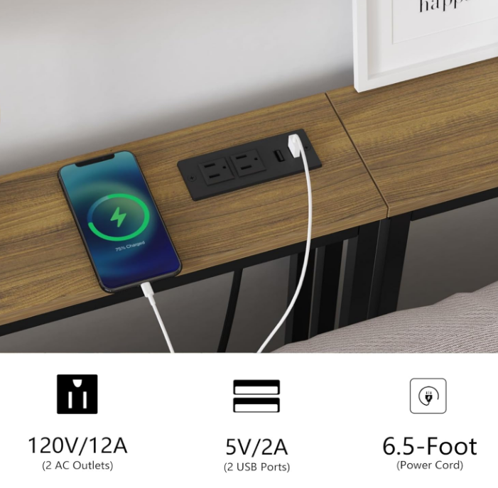 5.9" Skinny Console Table with Outlet, 47" Sllm Sofa Table Behind Couch, Narrow Console Table with Charging Station for Entryway, Hallway and Living Room