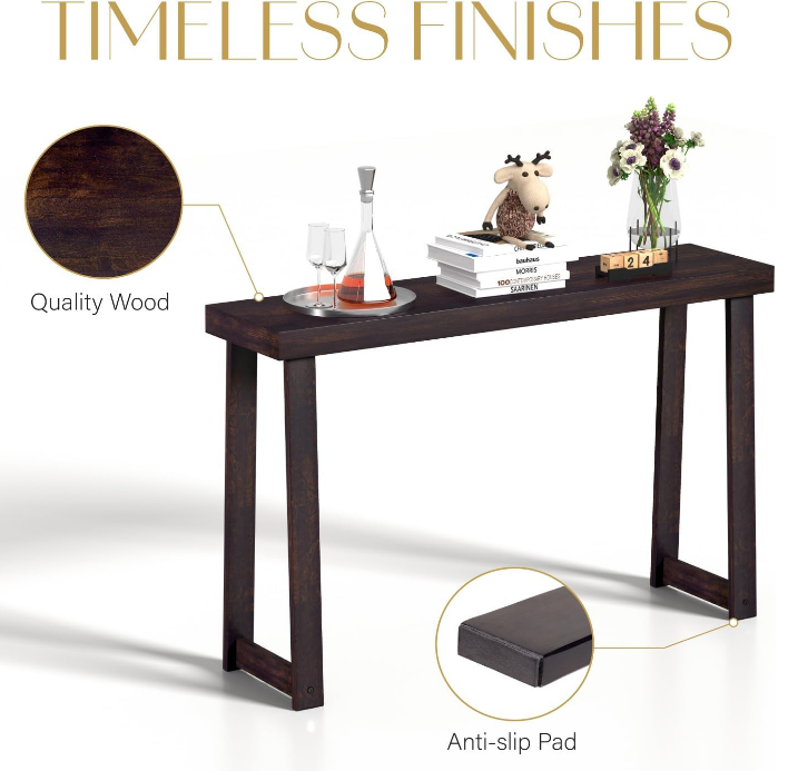 Entryway Table (46.25x12x32in) Solid Wood Console Table for Entryway, Sofa Table, Hallway Table, Narrow Entryway Table, Console Tables for Living Room/Foyer, Entry Way Table Home Decor (Easy Assembly)