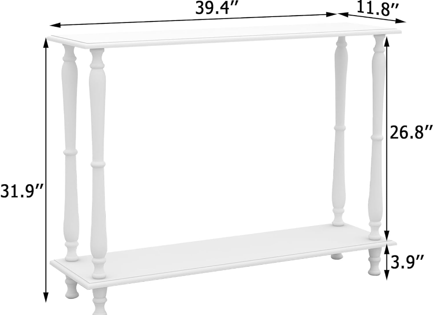 Narrow White Entryway Table Couch Table Behind Sofa Vintage Wooden Console Table Behind Couch Skinny Hallway Table 32 Inch Entry Way Table for Living Room,Front Door,Entryway