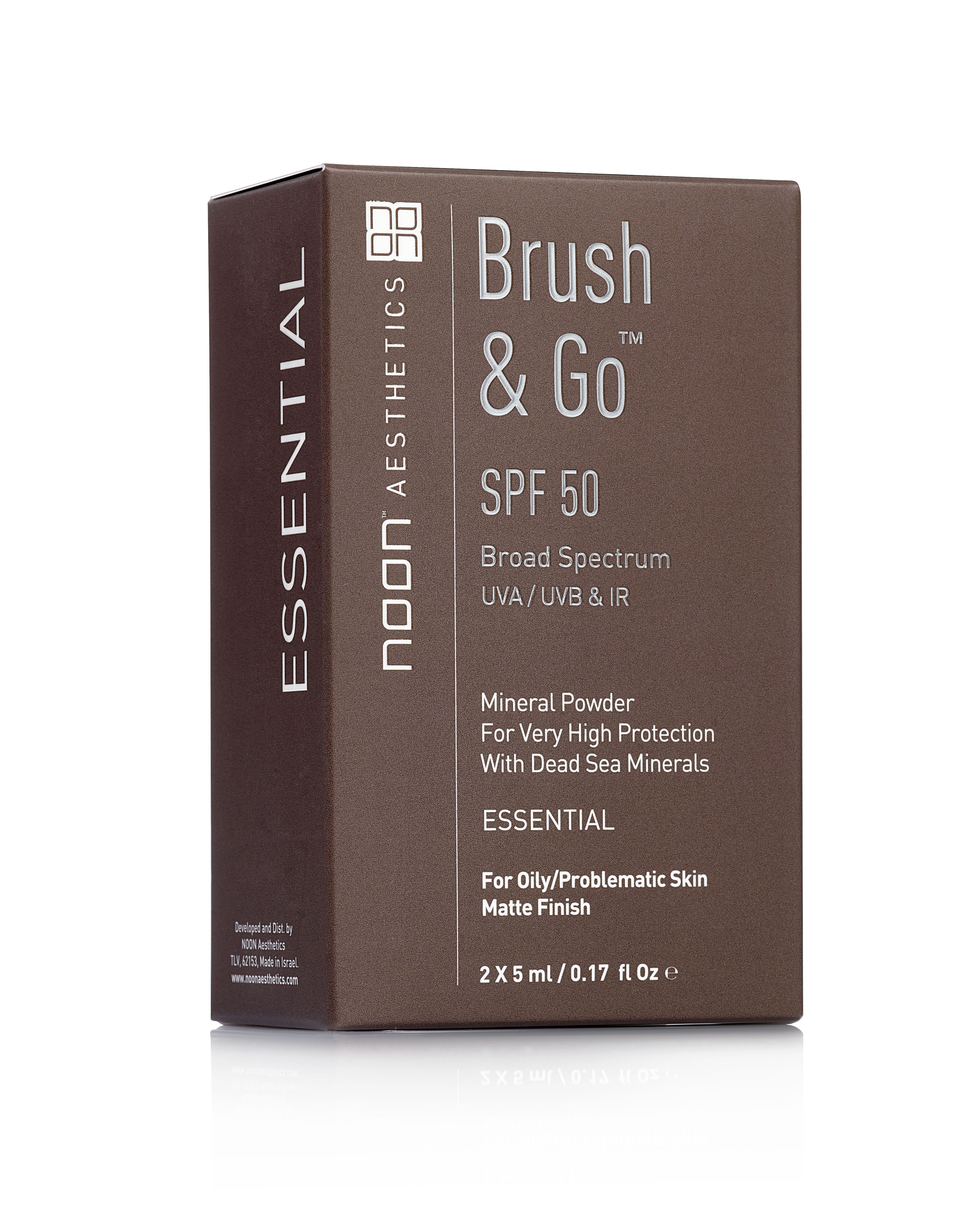 Brush & Go™ - Apsauginė priemonė nuo saulės su Negyvosios jūros mineralais, sukurta taip, kad atitiktų riebios / probleminės odos poreikius.
