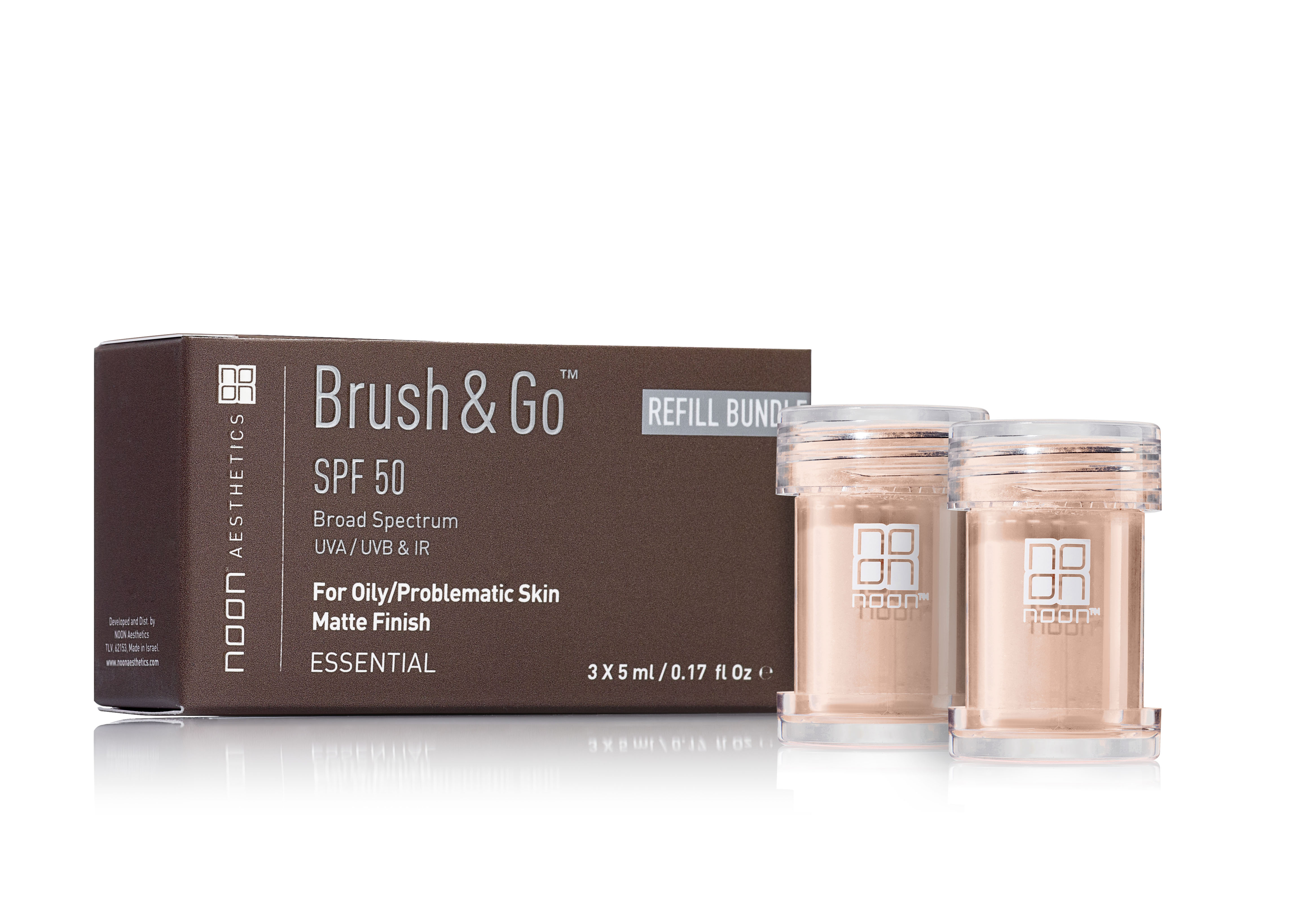 Brush & Go™ - Apsauginė priemonė nuo saulės su Negyvosios jūros mineralais, sukurta taip, kad atitiktų riebios / probleminės odos poreikius.
