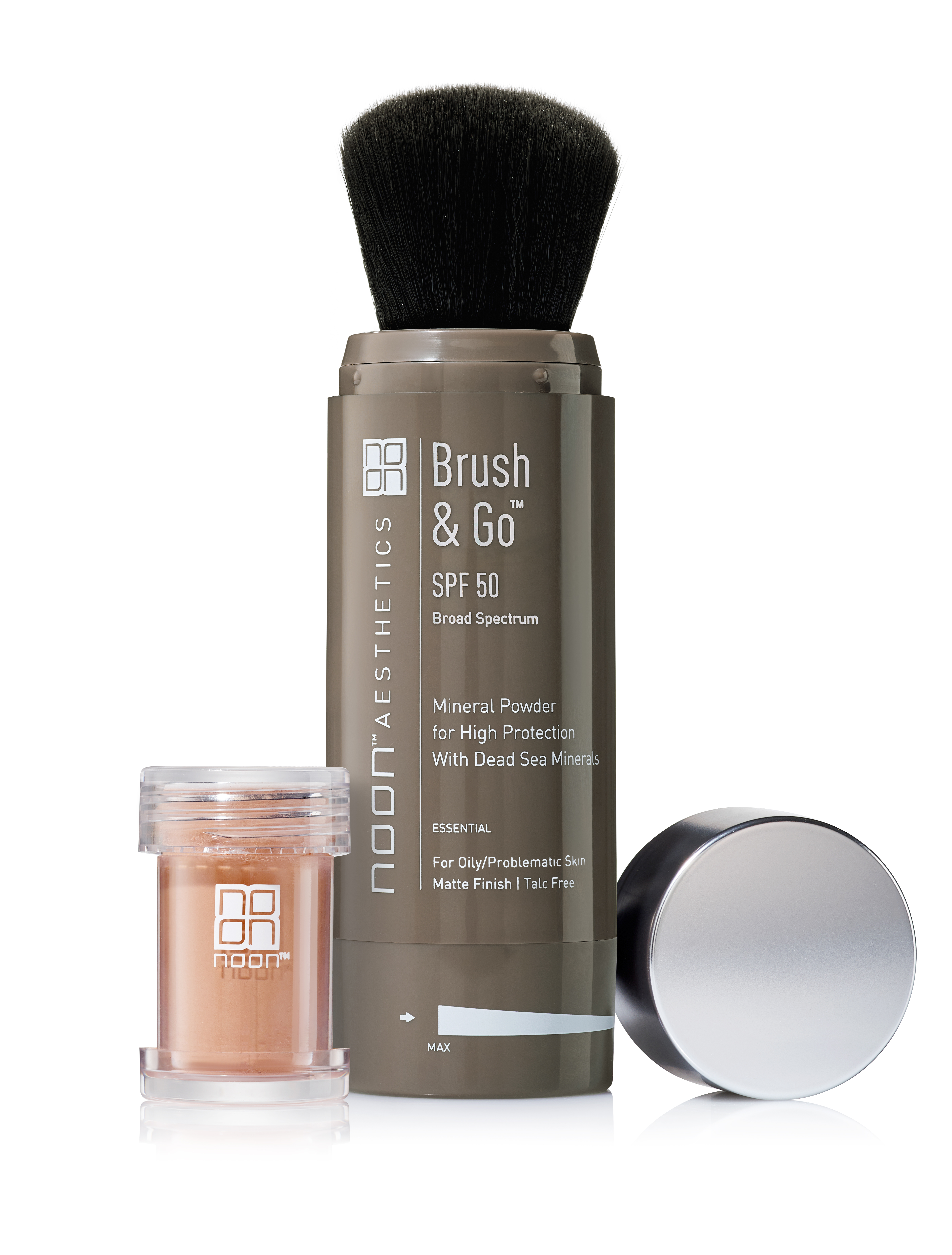 Brush & Go™ - Apsauginė priemonė nuo saulės su Negyvosios jūros mineralais, sukurta taip, kad atitiktų riebios / probleminės odos poreikius.