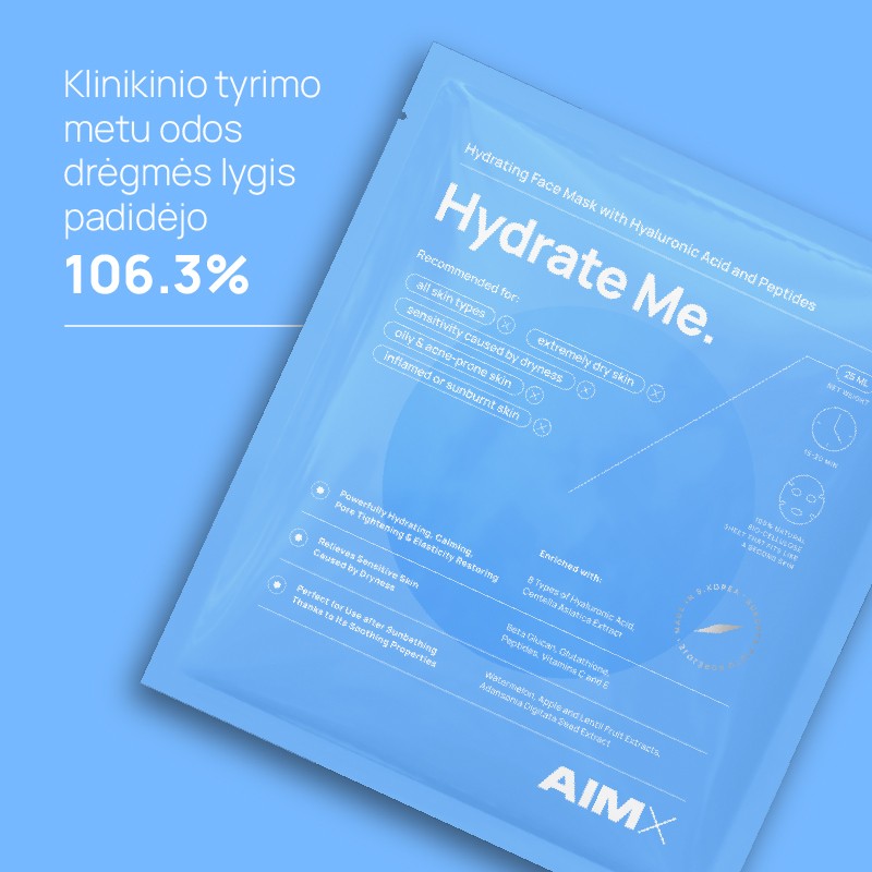 Greito poveikio giliai drėkinanti veido kaukė su peptidais AIMX „Hydrate Me“