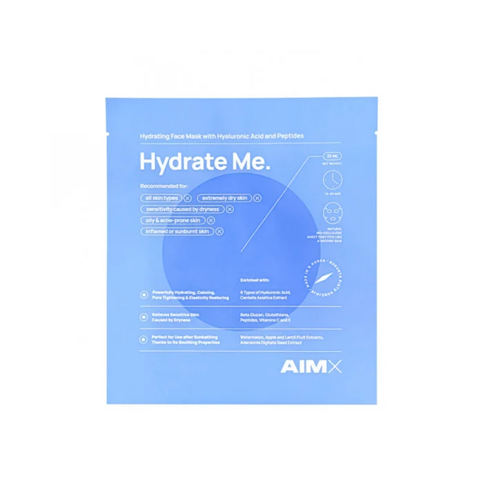 Greito poveikio giliai drėkinanti veido kaukė su peptidais AIMX „Hydrate Me“