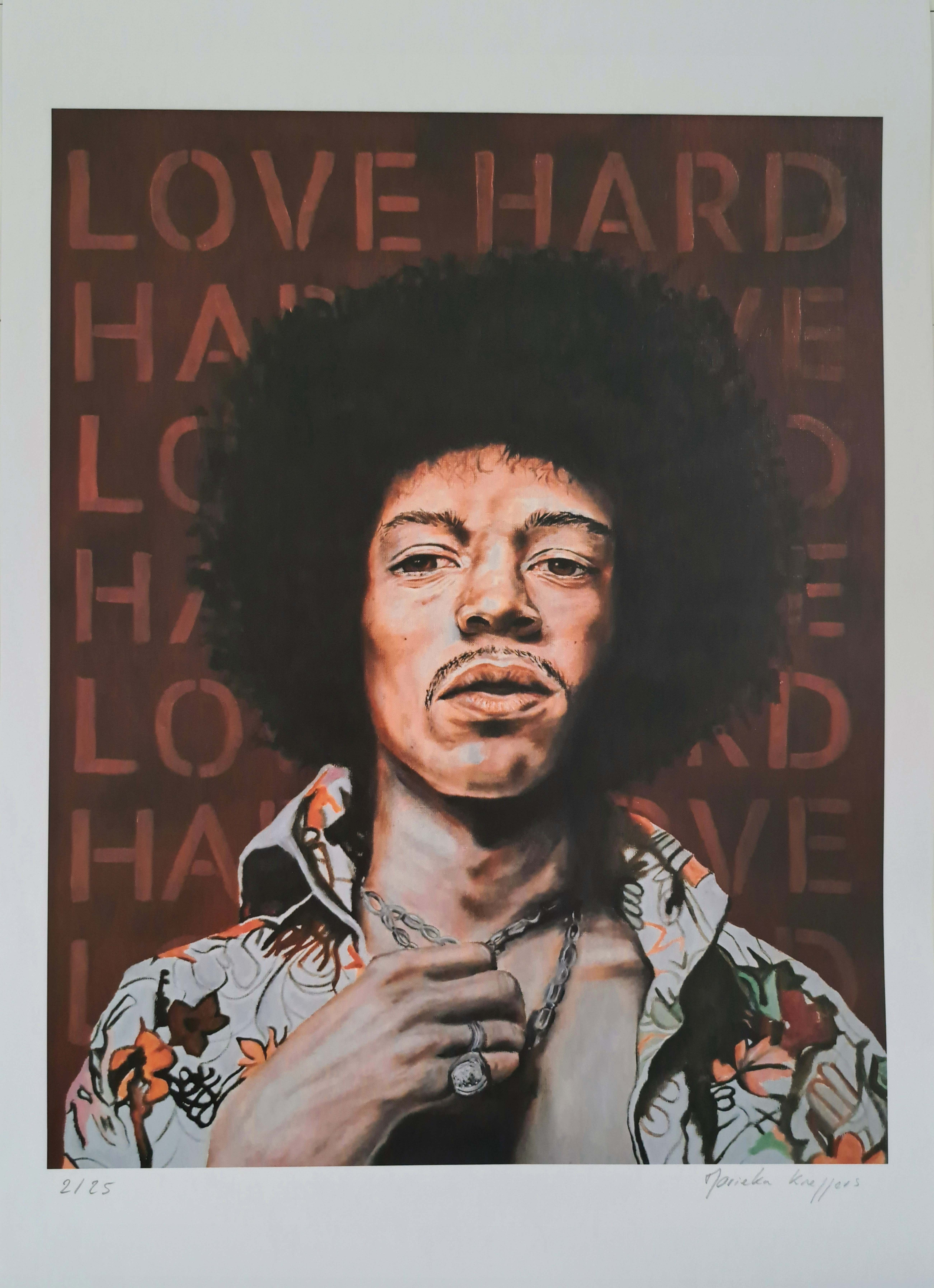 Tirage d'Art:" Love Hard: Jimi Hendrix"