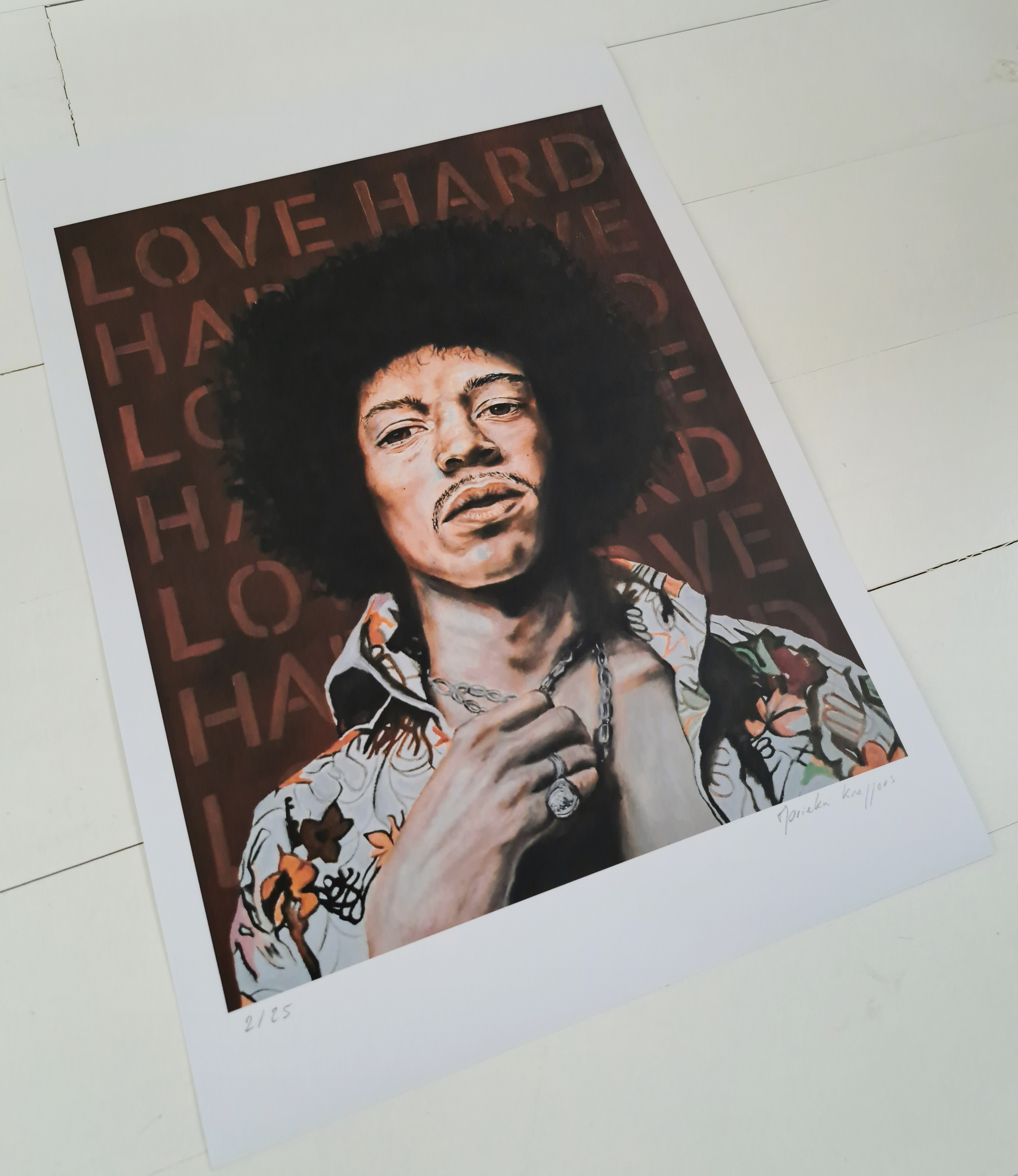 Tirage d'Art:" Love Hard: Jimi Hendrix"