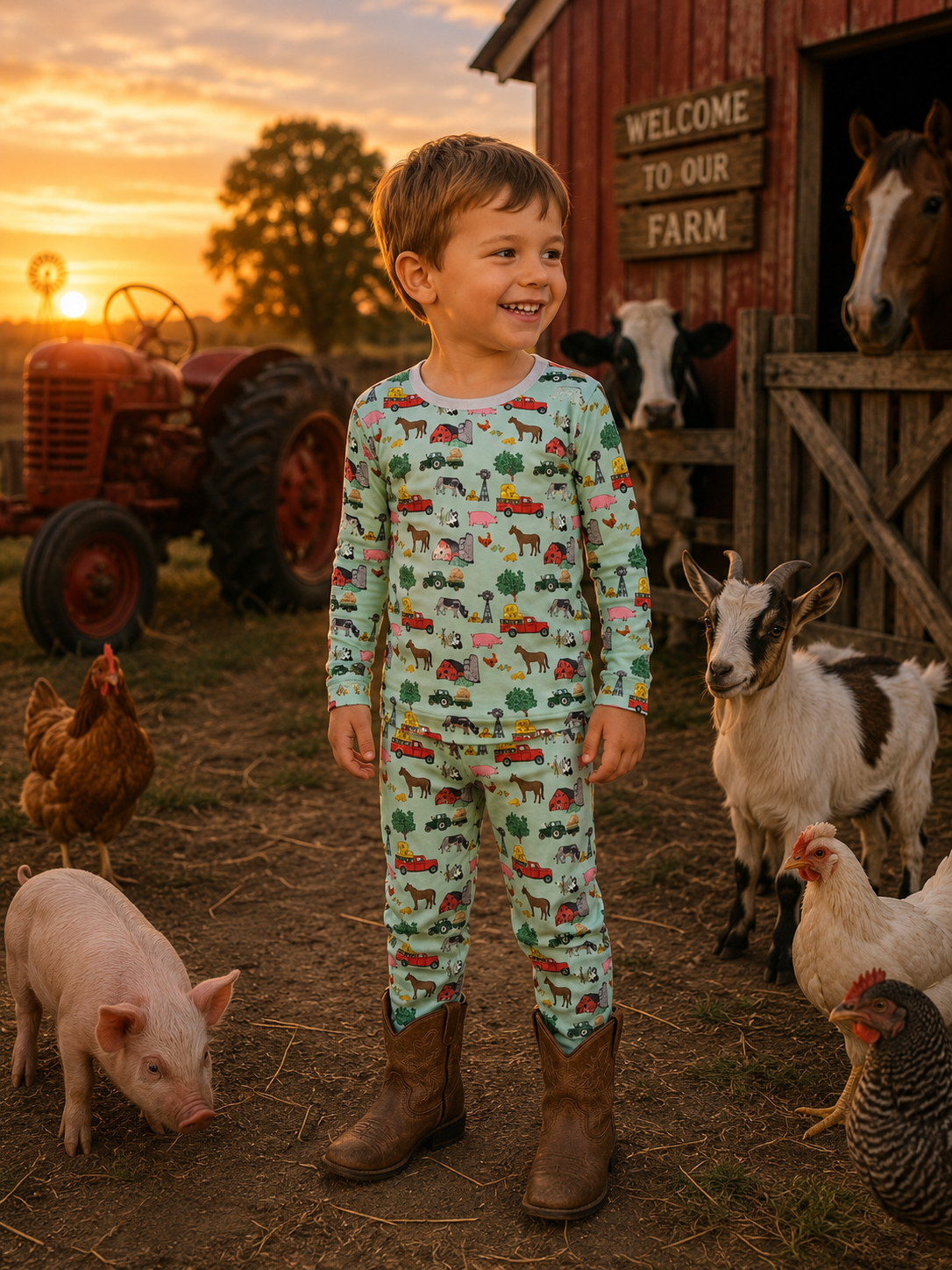 Farmyard Kids Premium Bamboo  Pajama Set