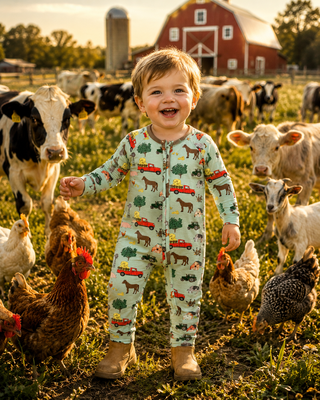 Farmyard Kids Premium Bamboo  Pajama Set