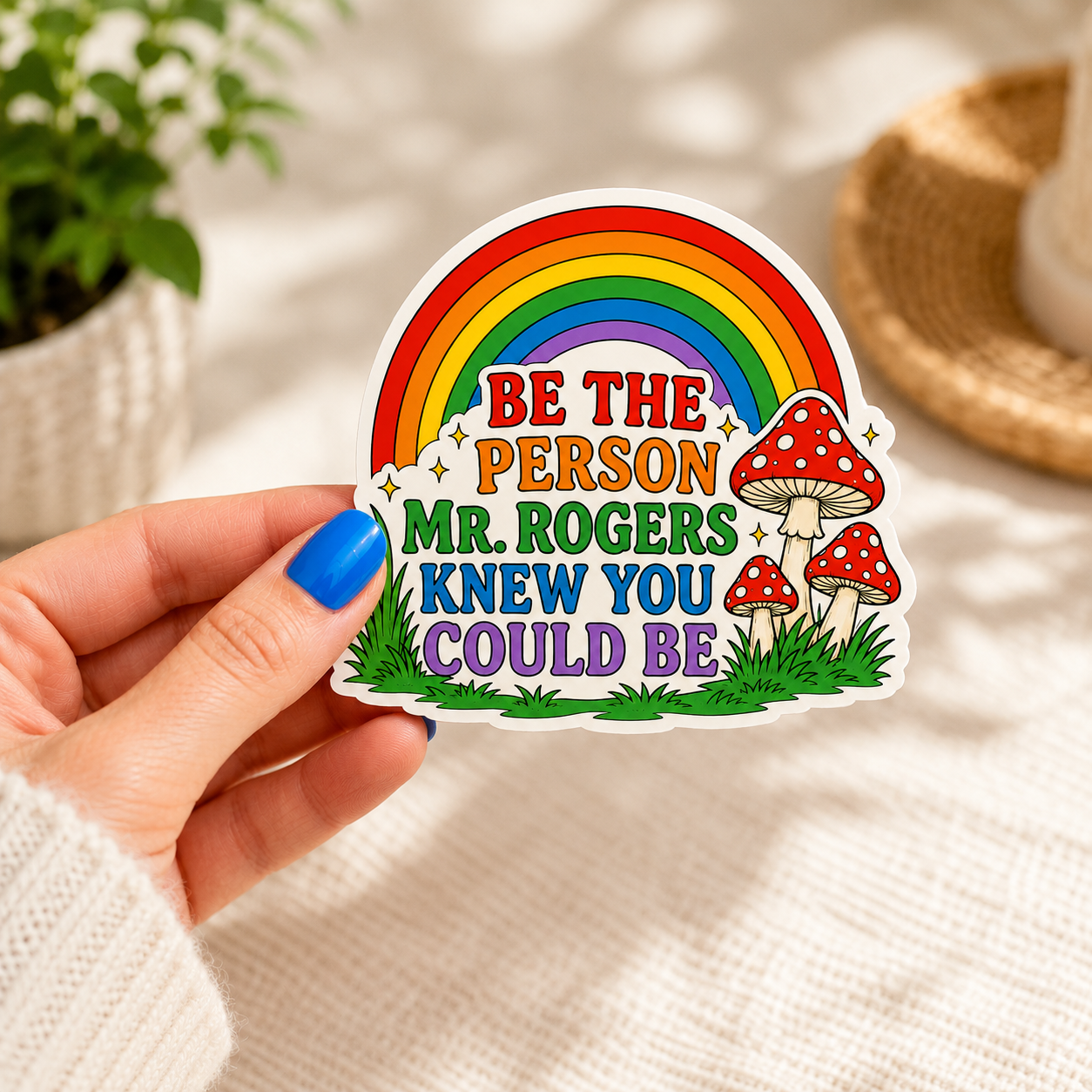 Be the Person Mr. Rogers Knew You Could Be Inspirational Rainbow Sticker