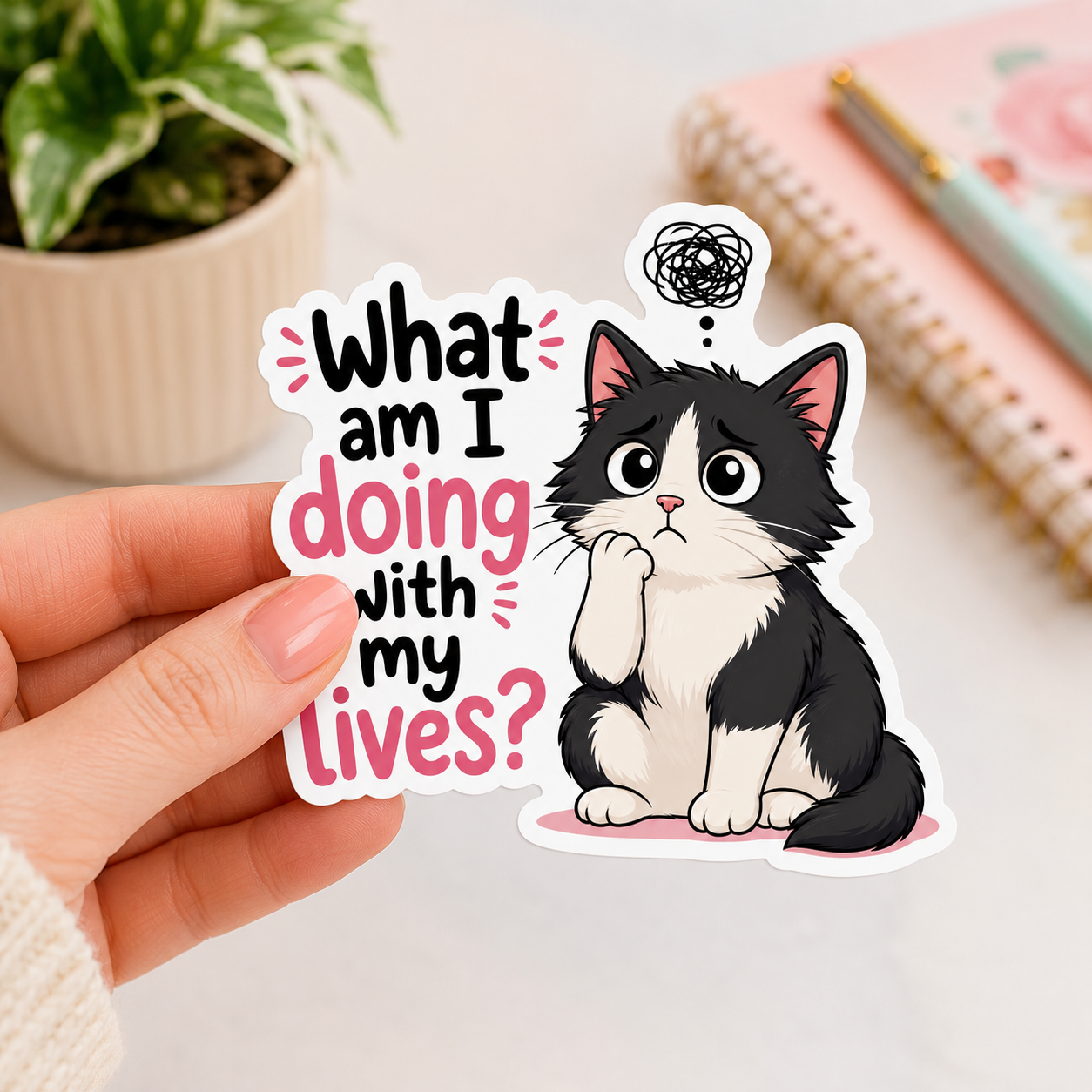 What am I doing with my lives? Funny Sticker